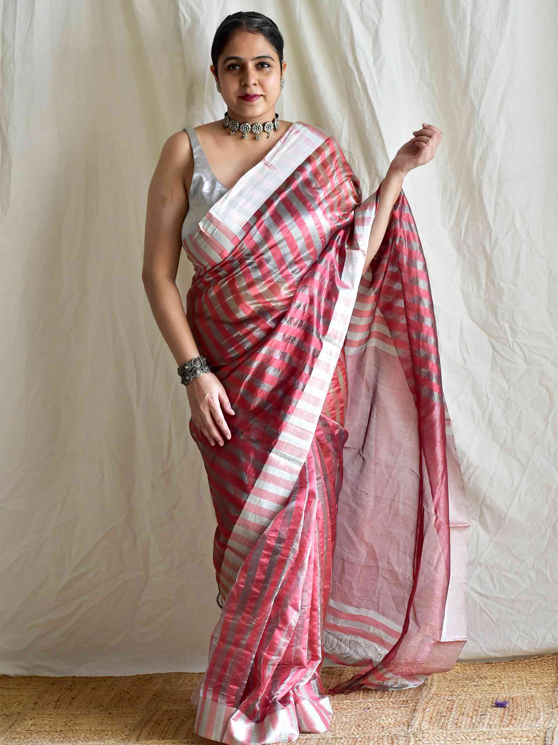 grey mood - Handloom chanderi silk saree