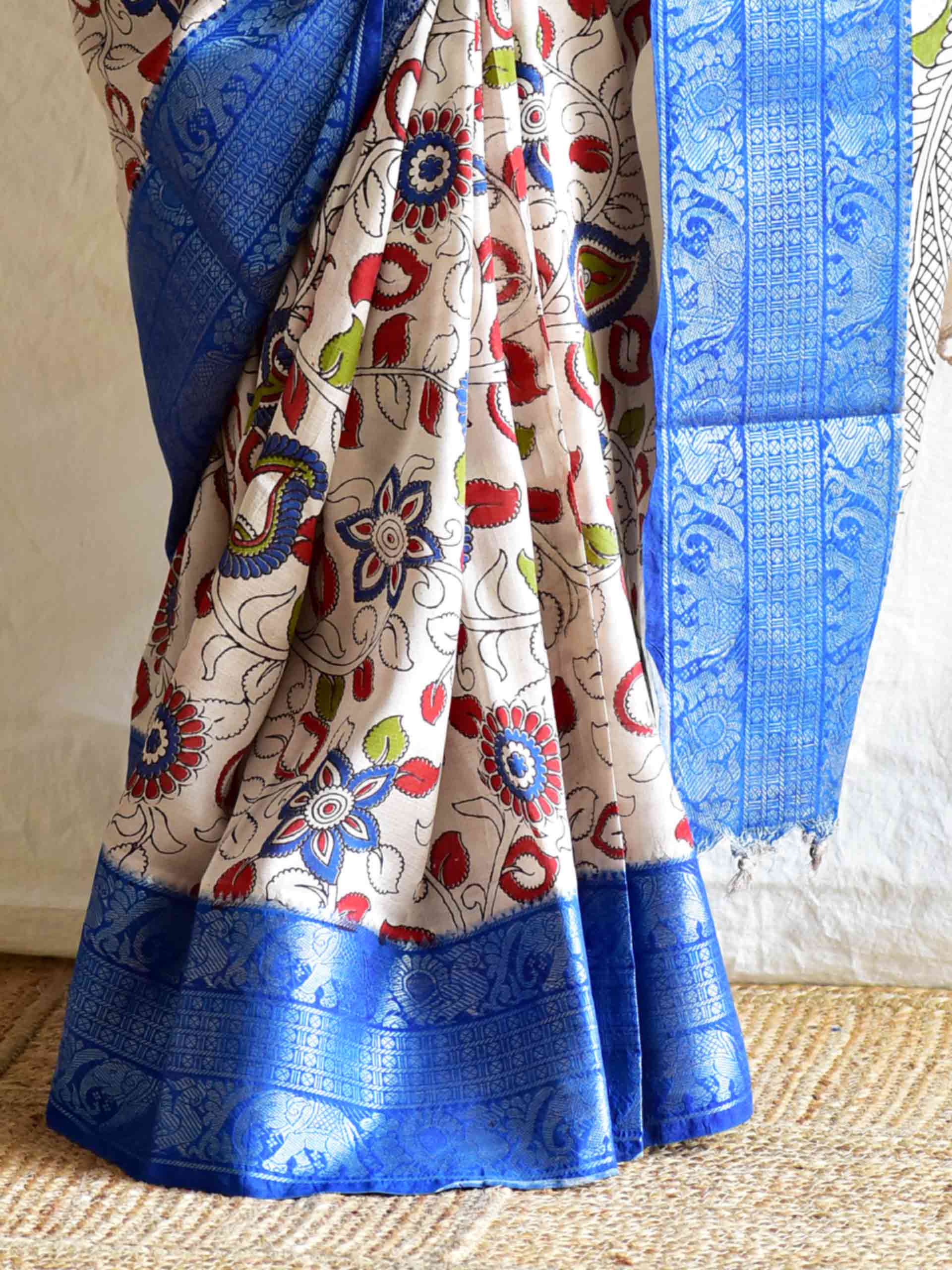 Geet - kalamkari printed Bangalore Silk zari saree