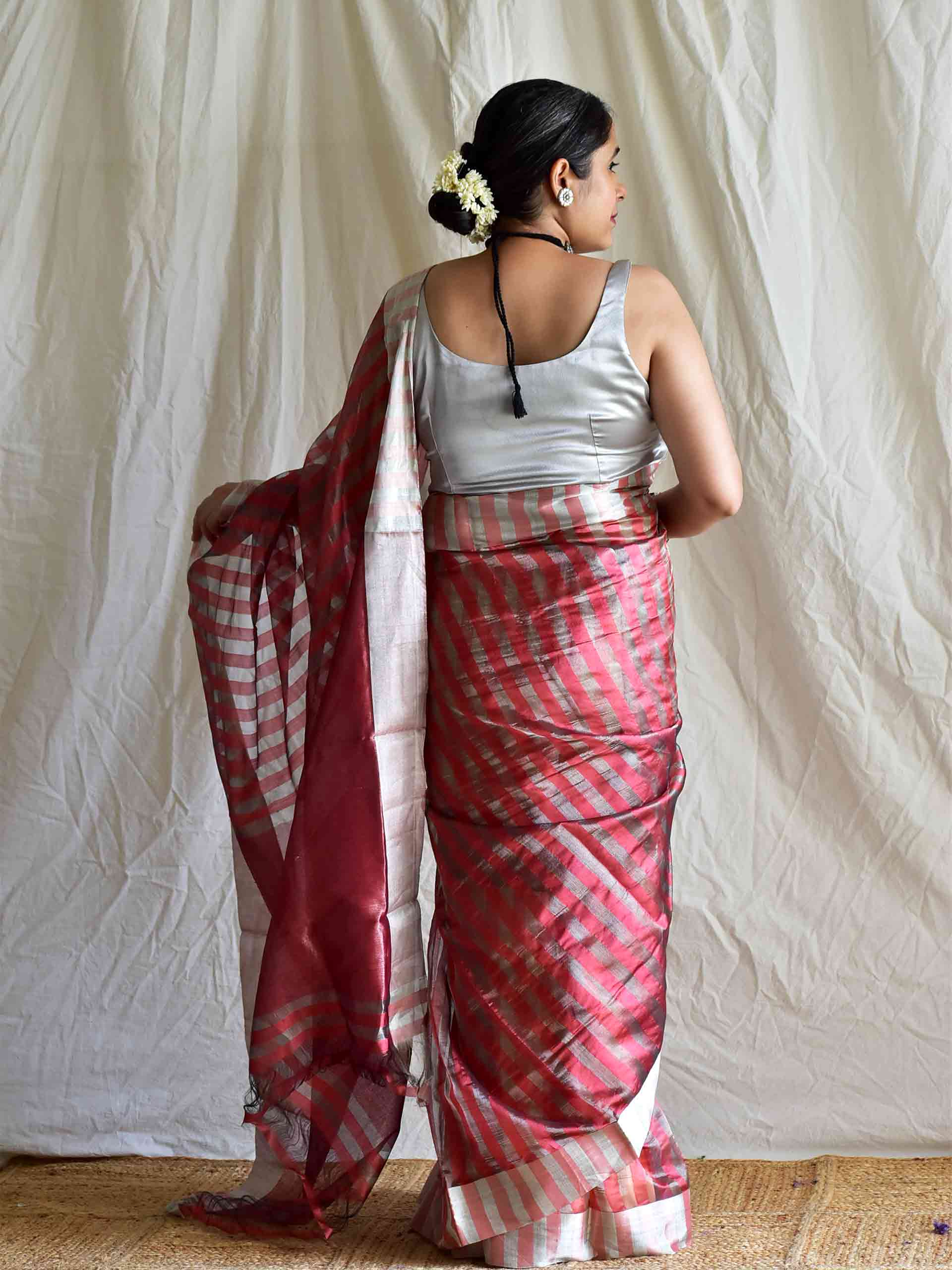 grey mood - Handloom chanderi silk saree