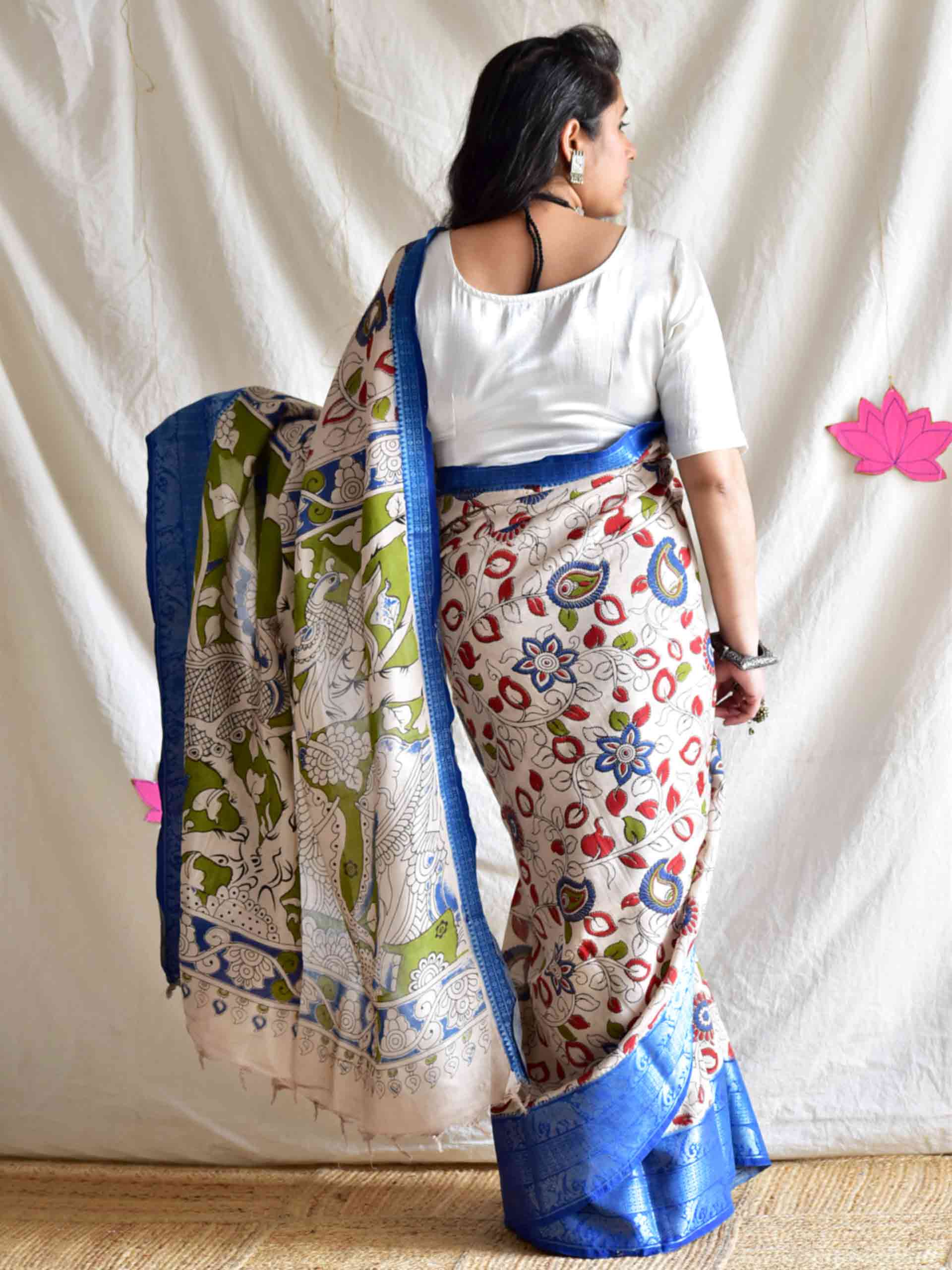 Geet - kalamkari printed Bangalore Silk zari saree