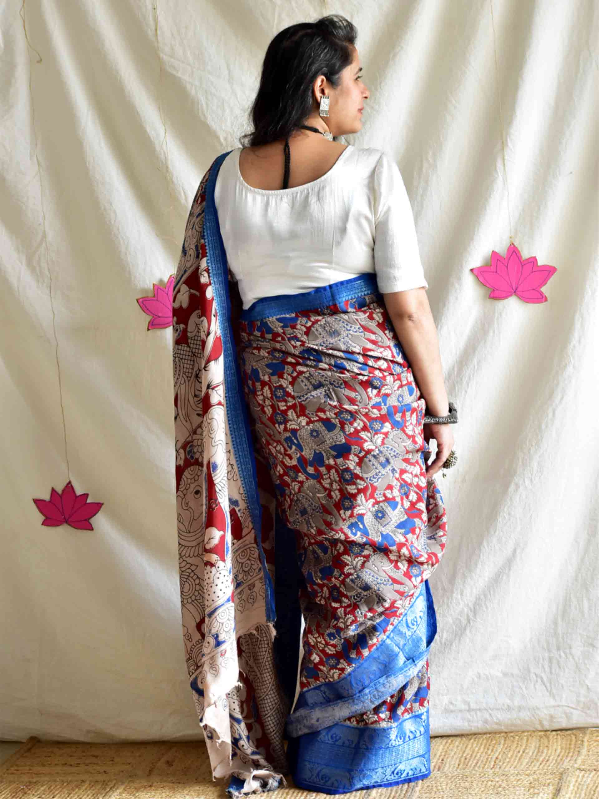 Mala - kalamkari printed Bangalore Silk zari saree