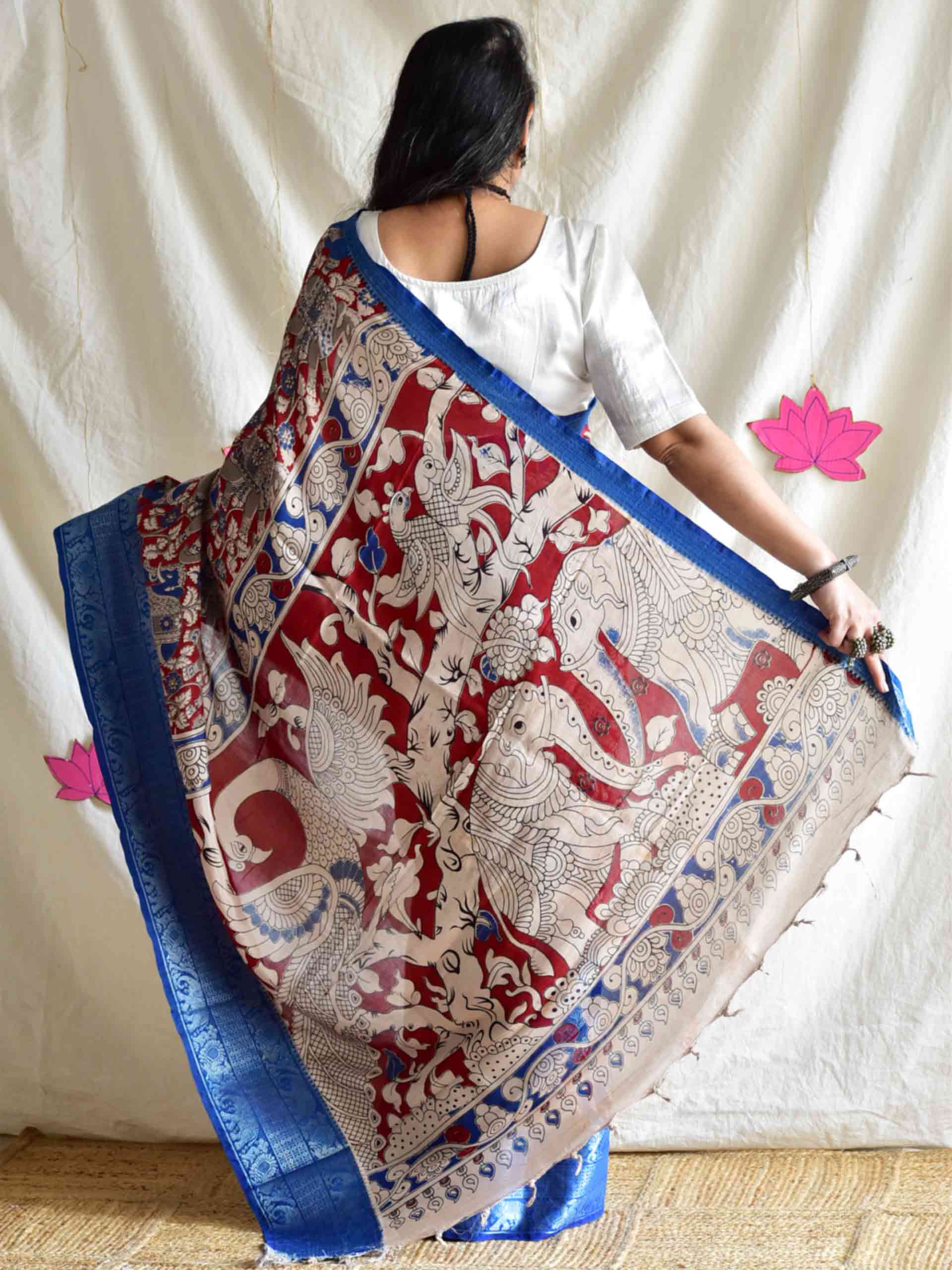 Mala - kalamkari printed Bangalore Silk zari saree