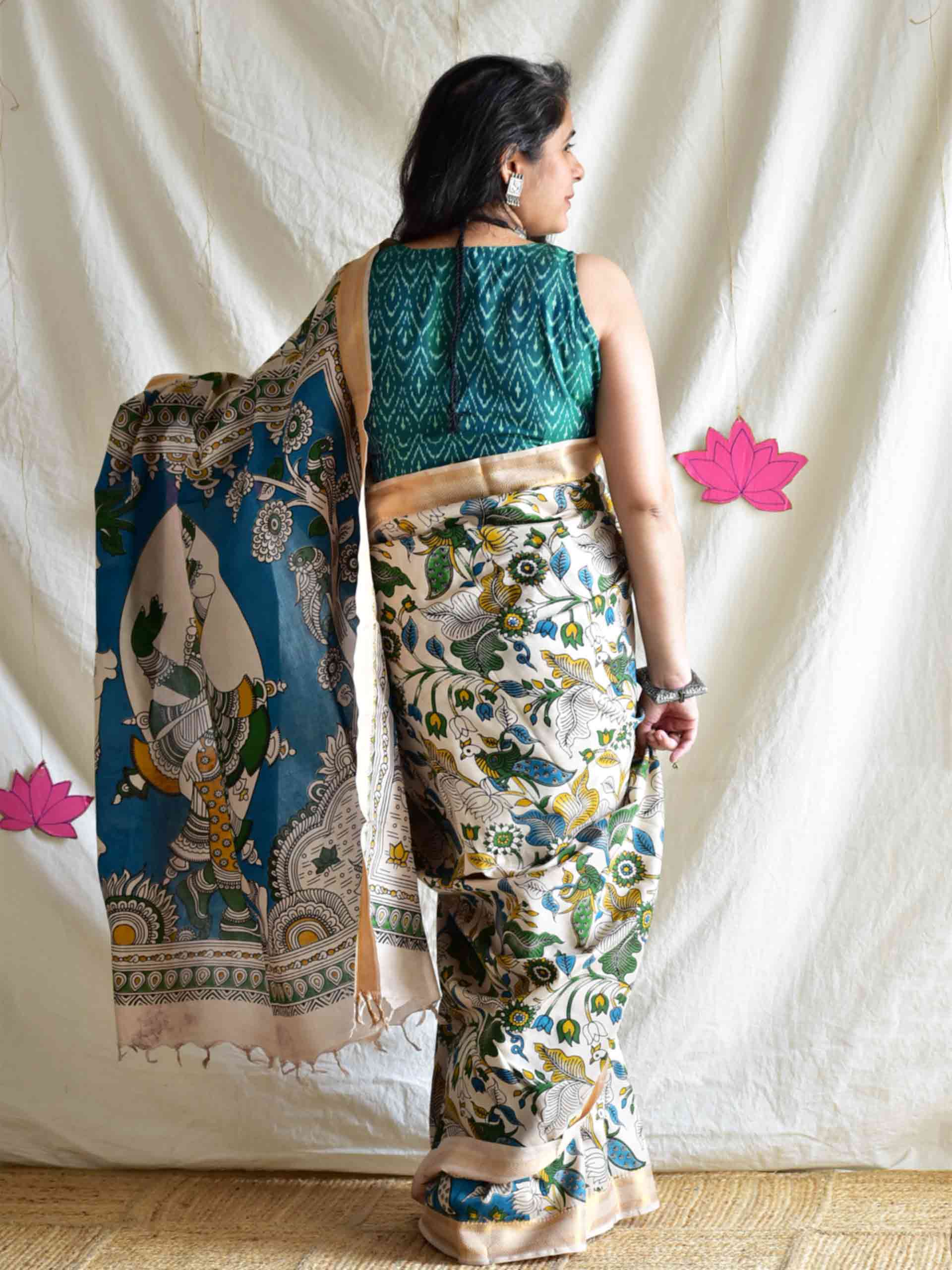 Preet - kalamkari printed Bangalore Silk zari saree