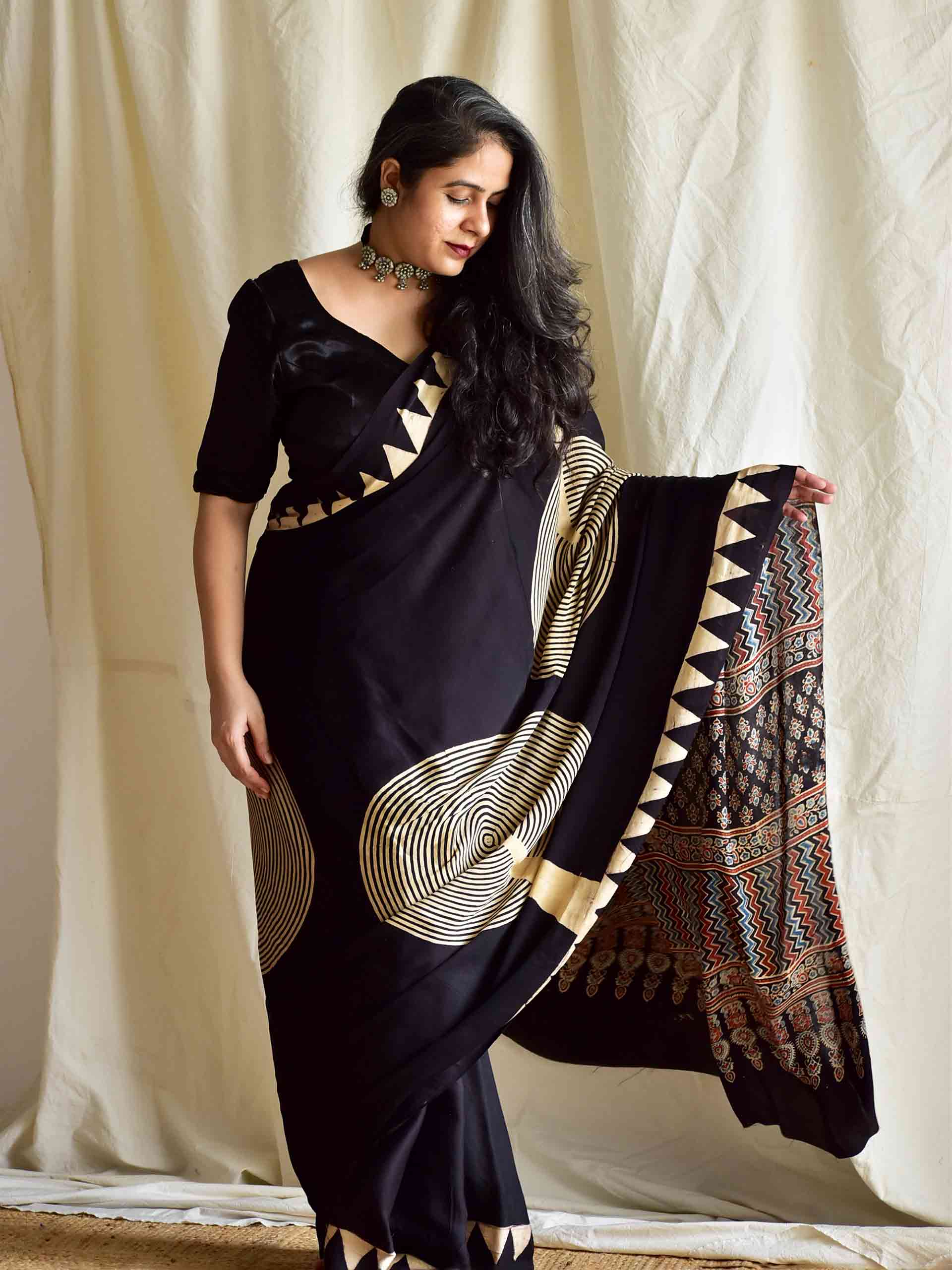 emma - Ajrakh modal Silk Saree