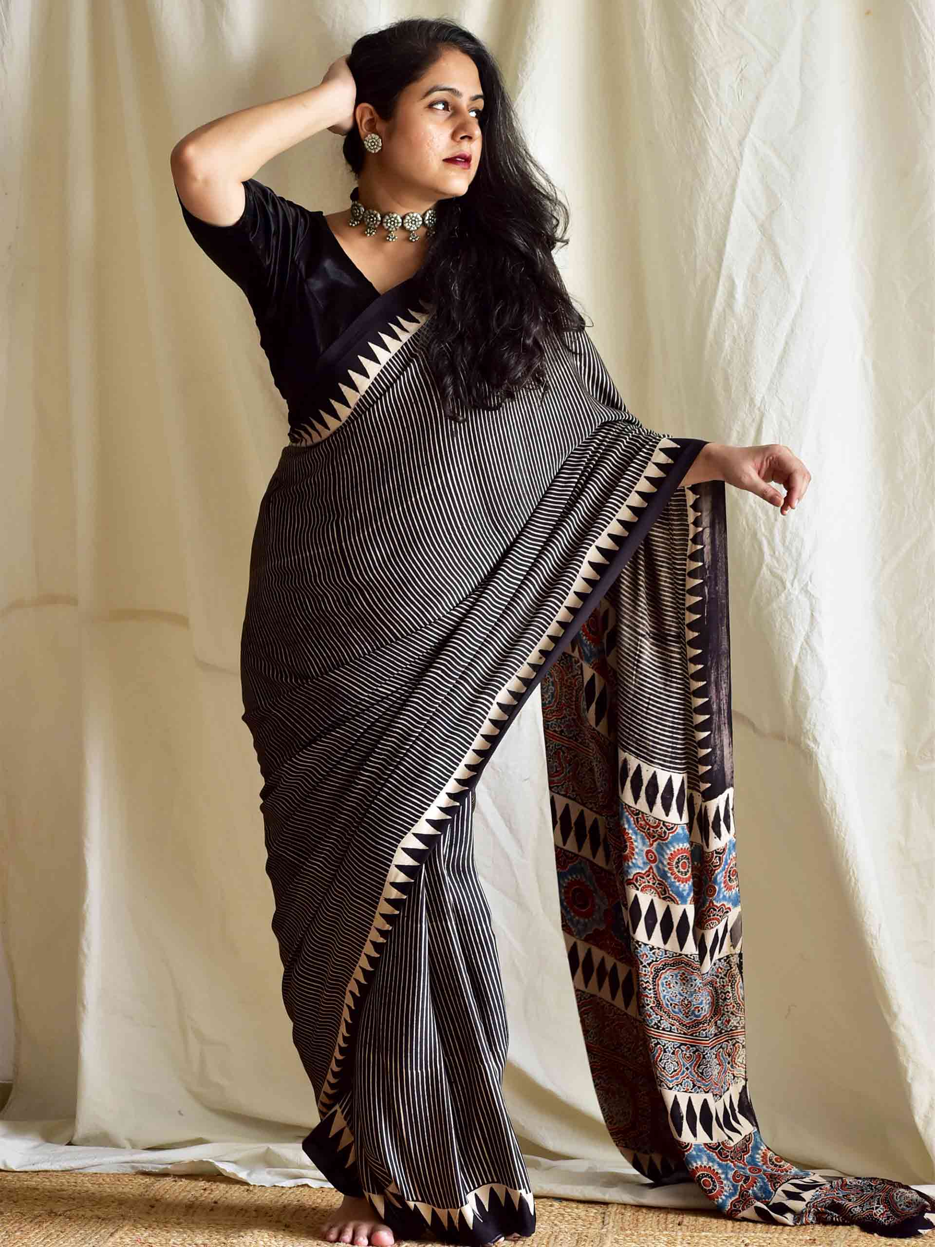 hanna - Ajrakh modal Silk Saree