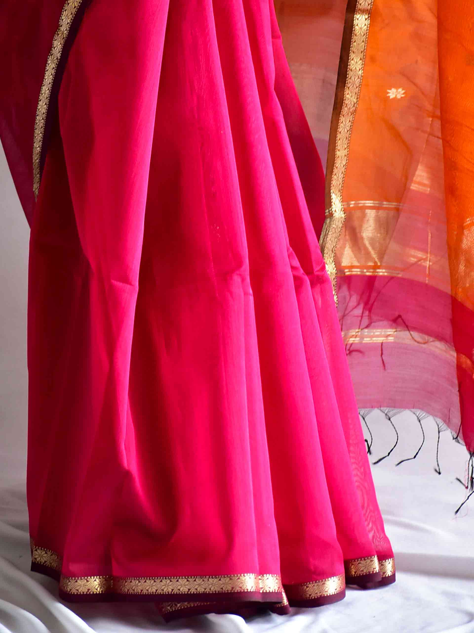 Rani -  Maheshwari Handloom Silk Saree