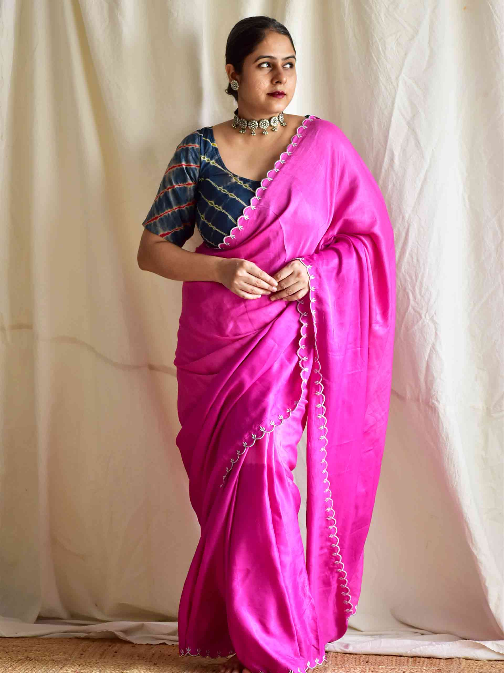 Nazm - embroided mulberry silk saree