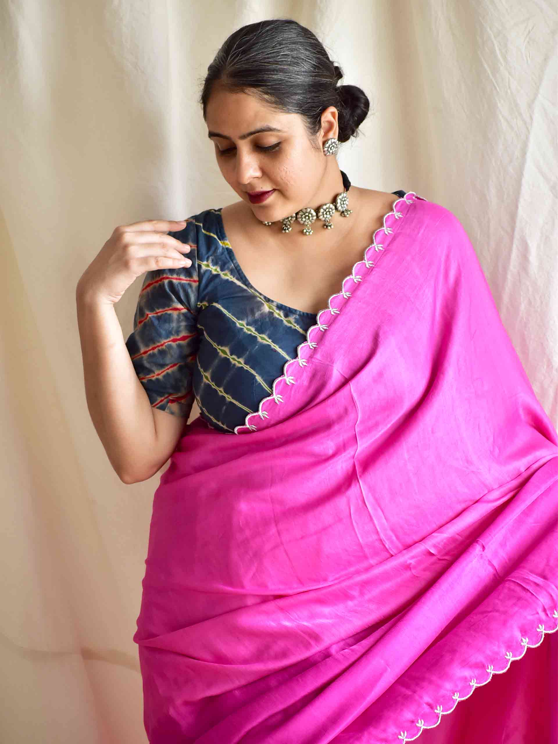 Nazm - embroided mulberry silk saree