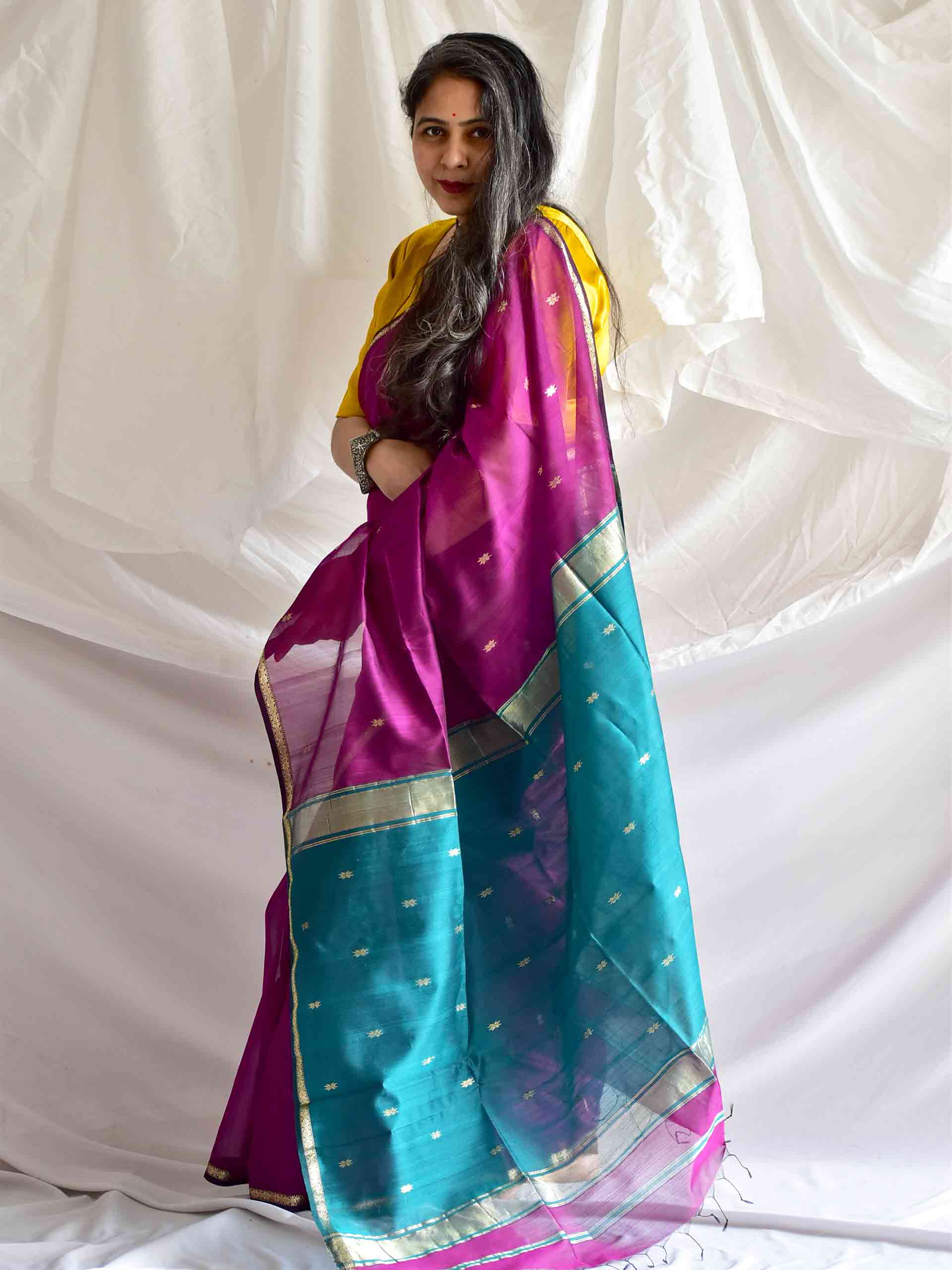 Navya -  Maheshwari Handloom Silk Saree