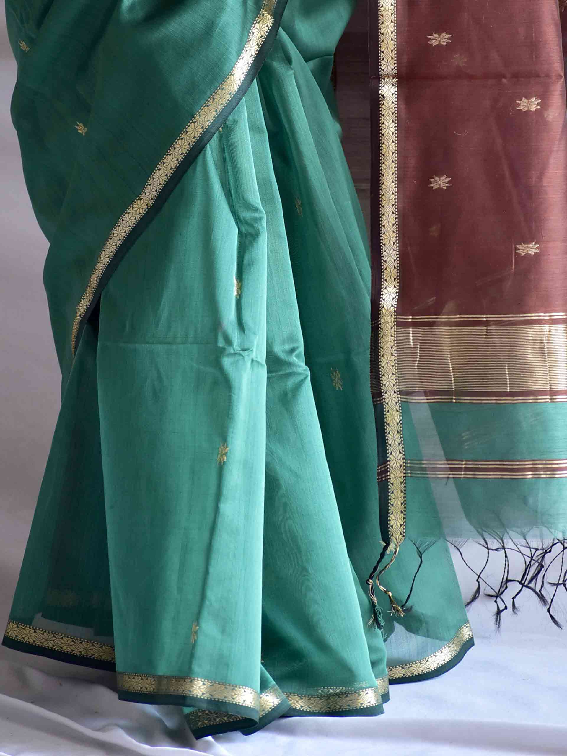 Panna -  Maheshwari Handloom Silk Saree