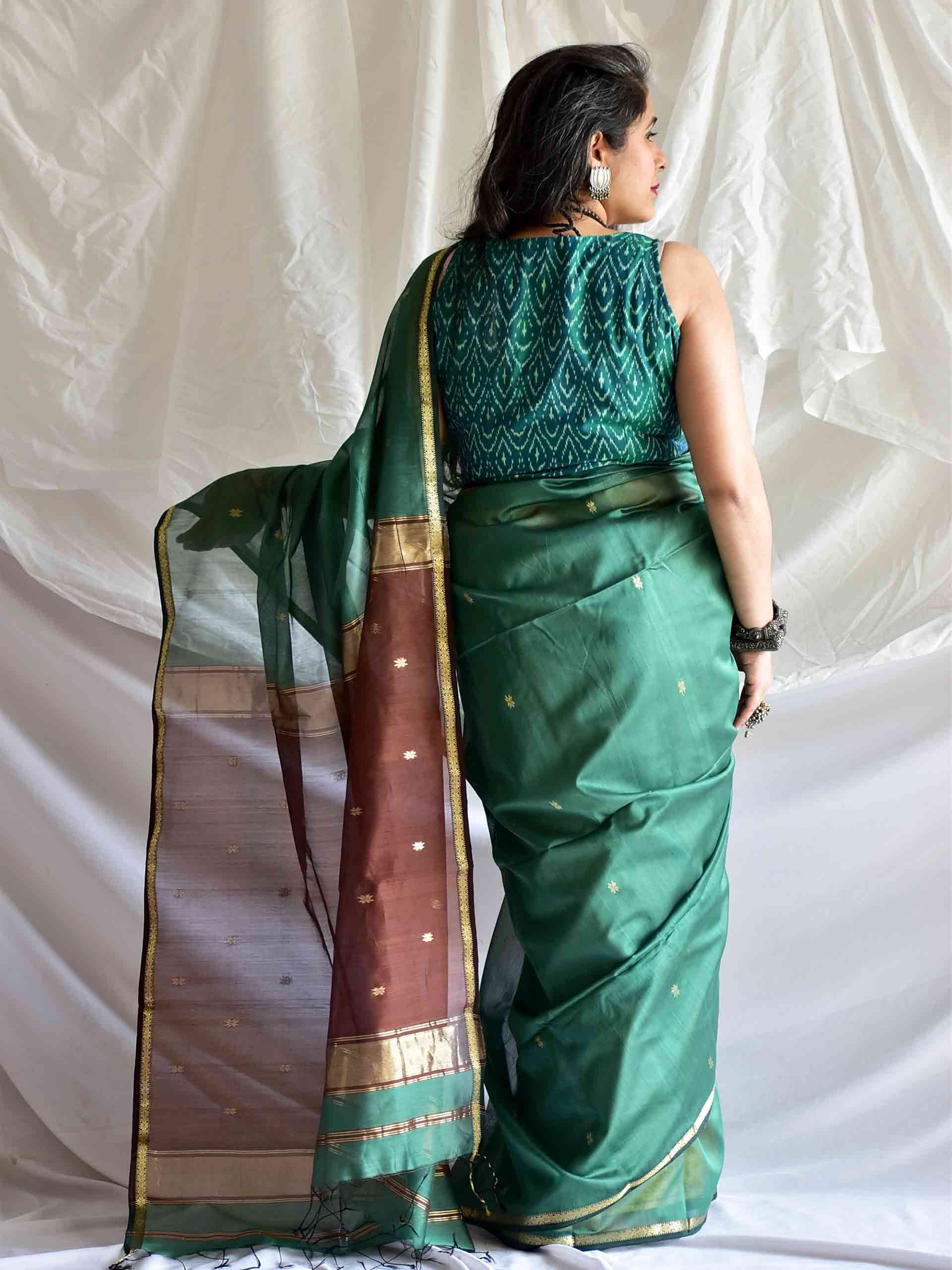 Panna -  Maheshwari Handloom Silk Saree