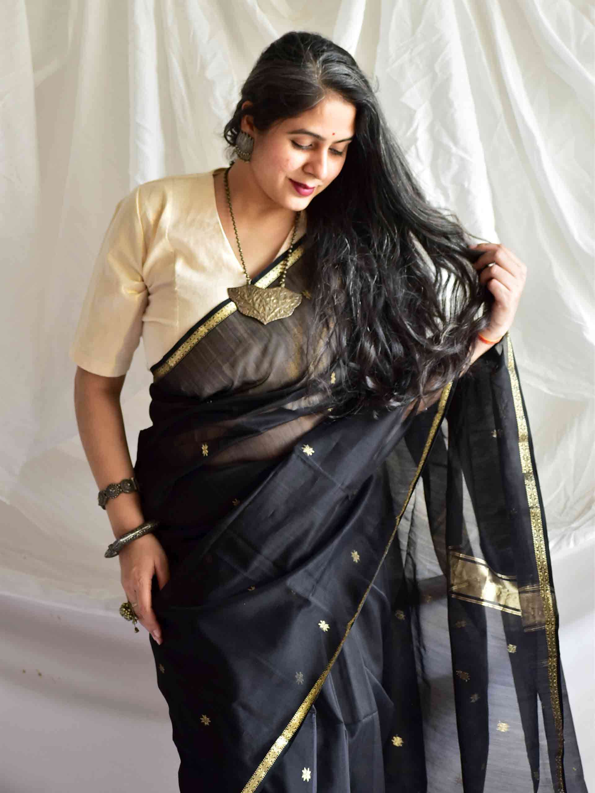 Aksh -  Maheshwari Handloom Silk Saree