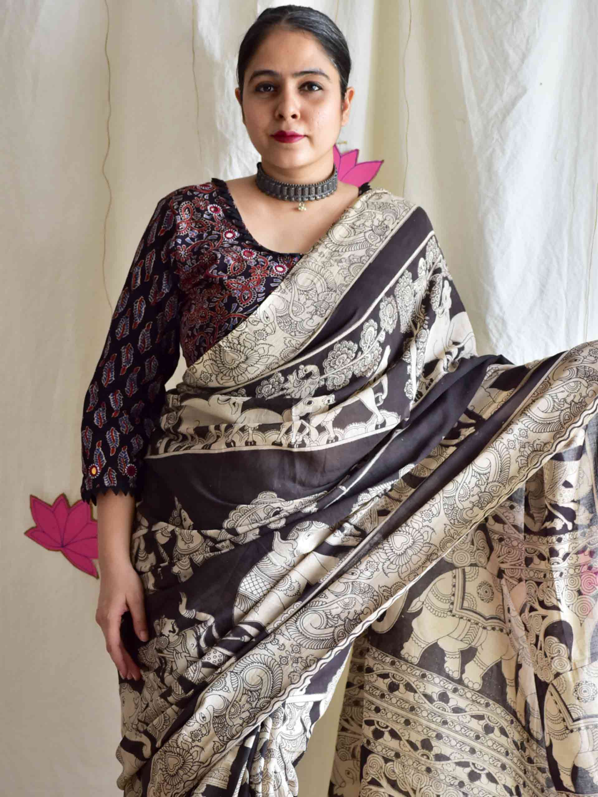 Gaj - kalamkari printed saree