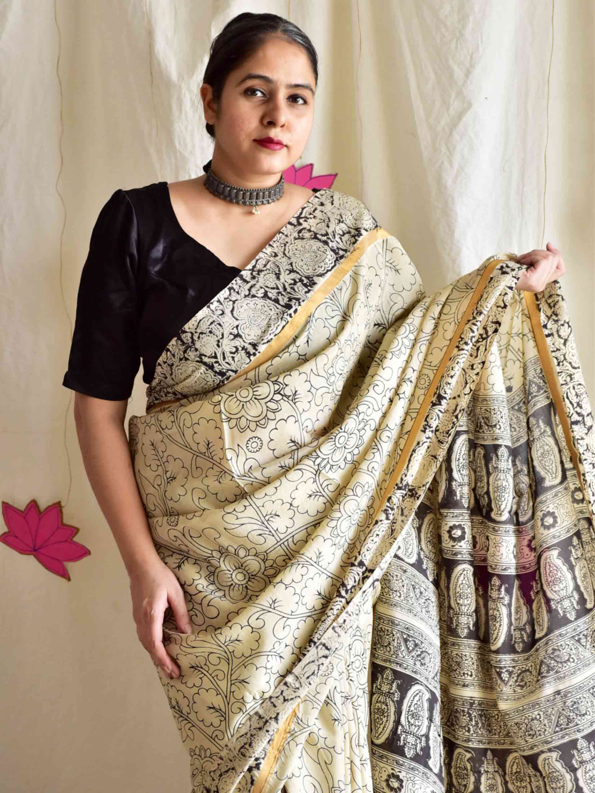 Baner - kalamkari printed Bangalore Silk saree