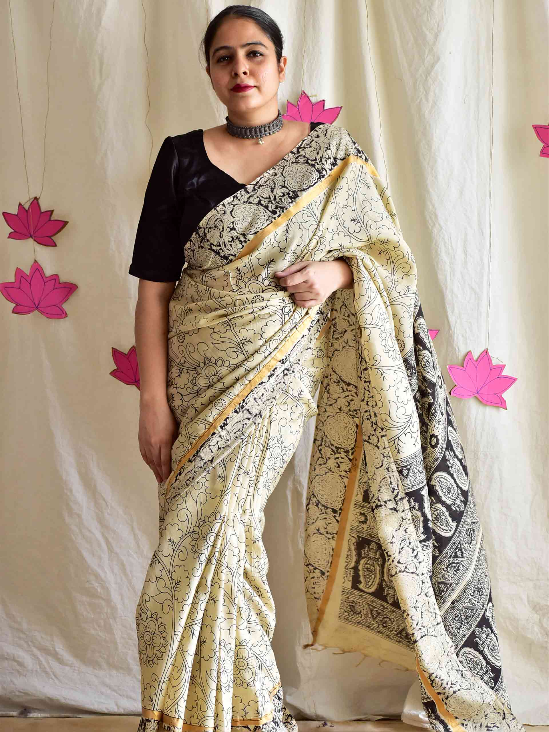 Baner - kalamkari printed Bangalore Silk saree