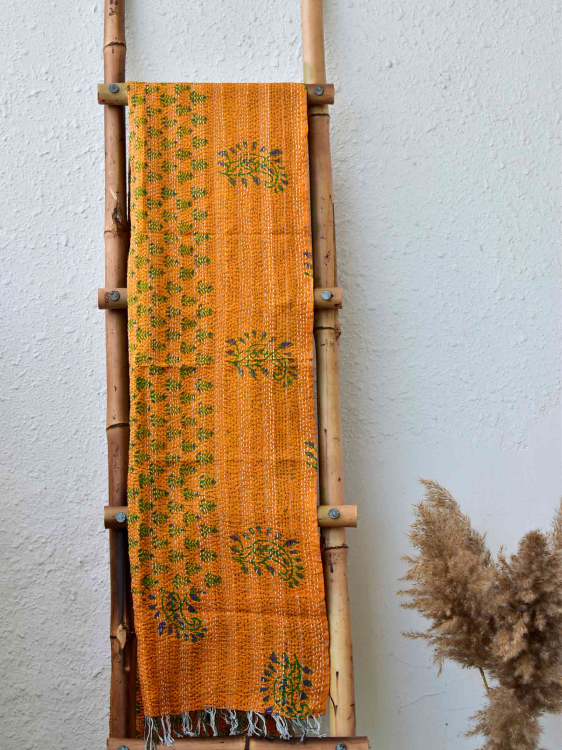 sunflower - Kantha embroidered dual side silk stole