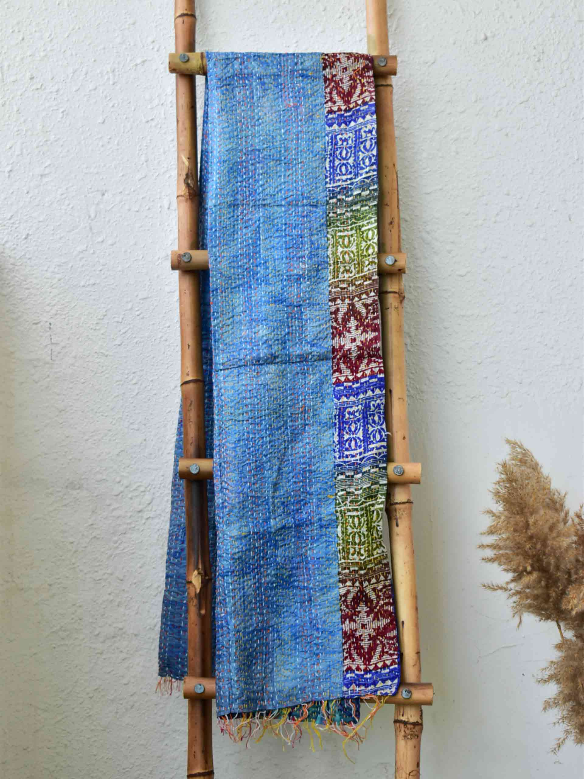 aztec - Kantha embroidered dual side silk stole