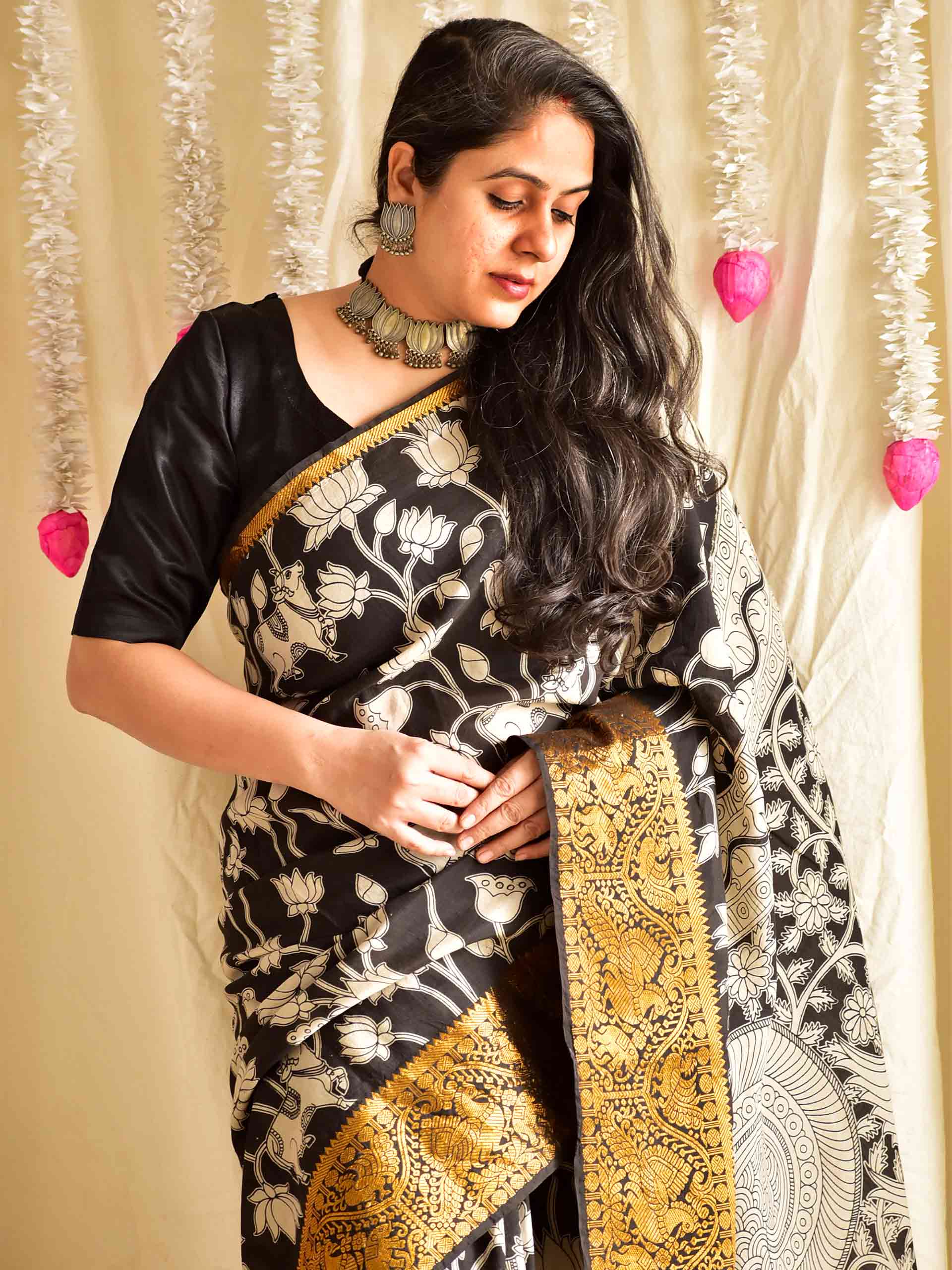 mandakini - kalamkari printed Bangalore Silk zari saree