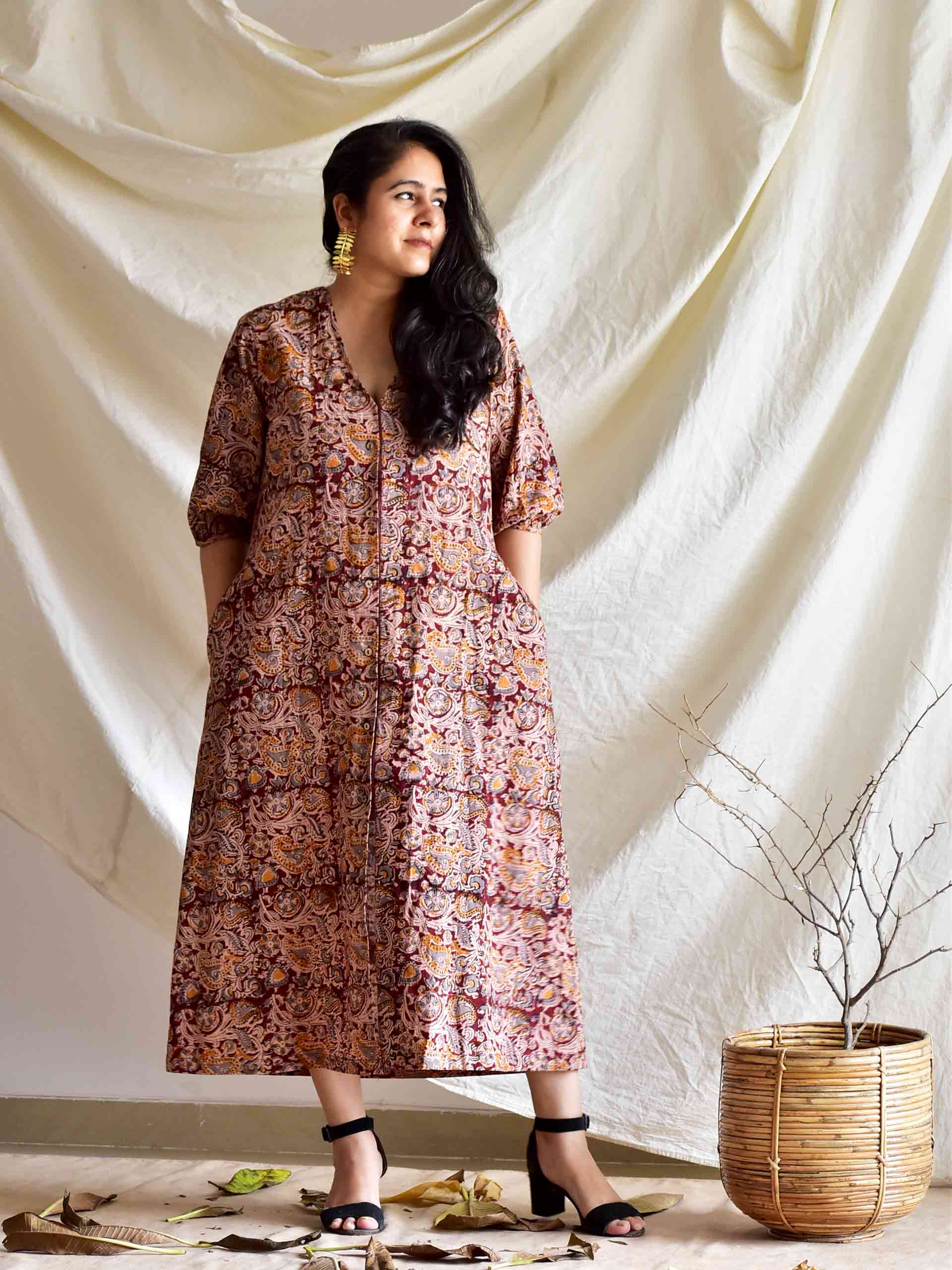 Persian - button down printed cotton dress