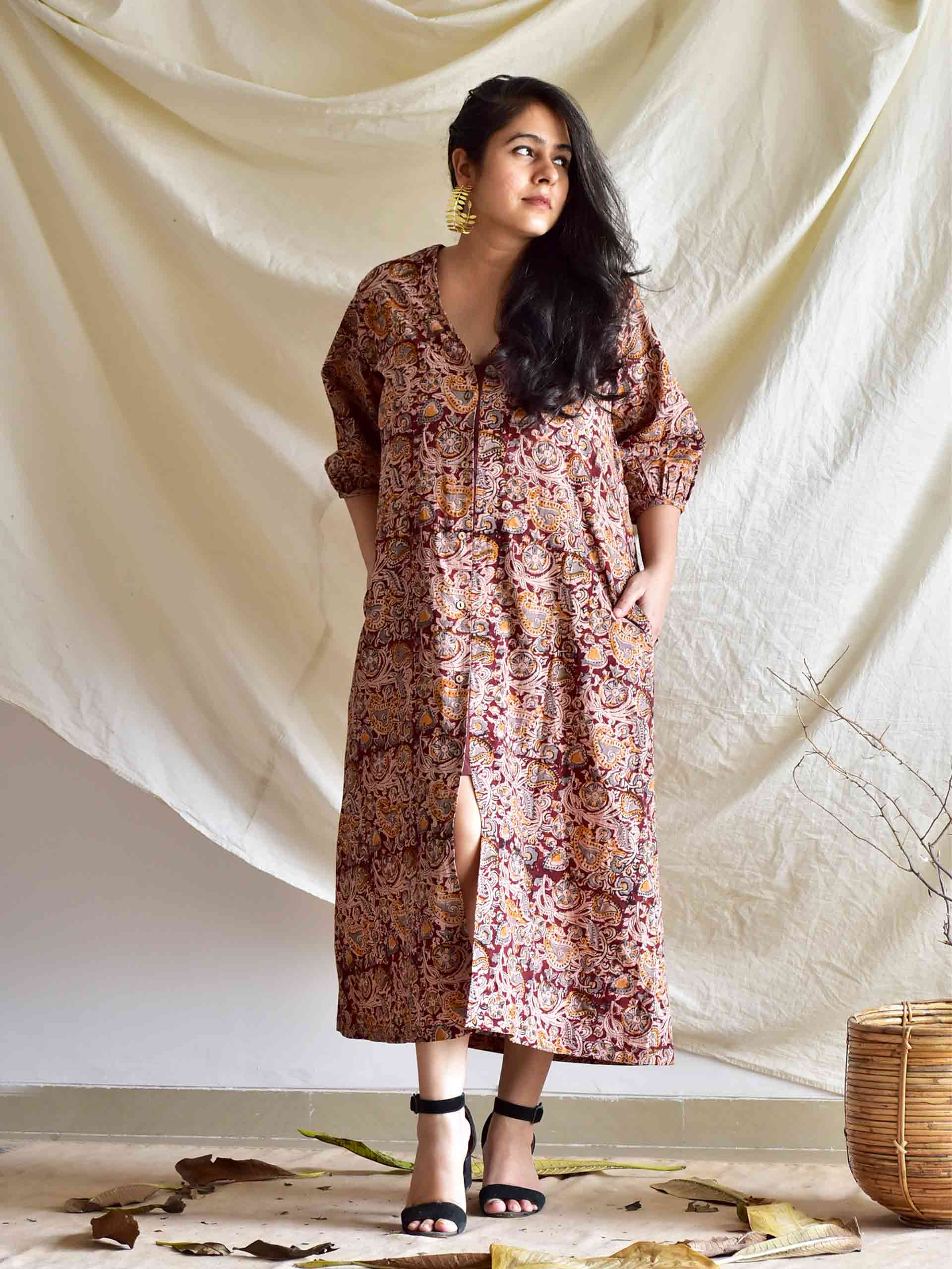 Persian - button down printed cotton dress