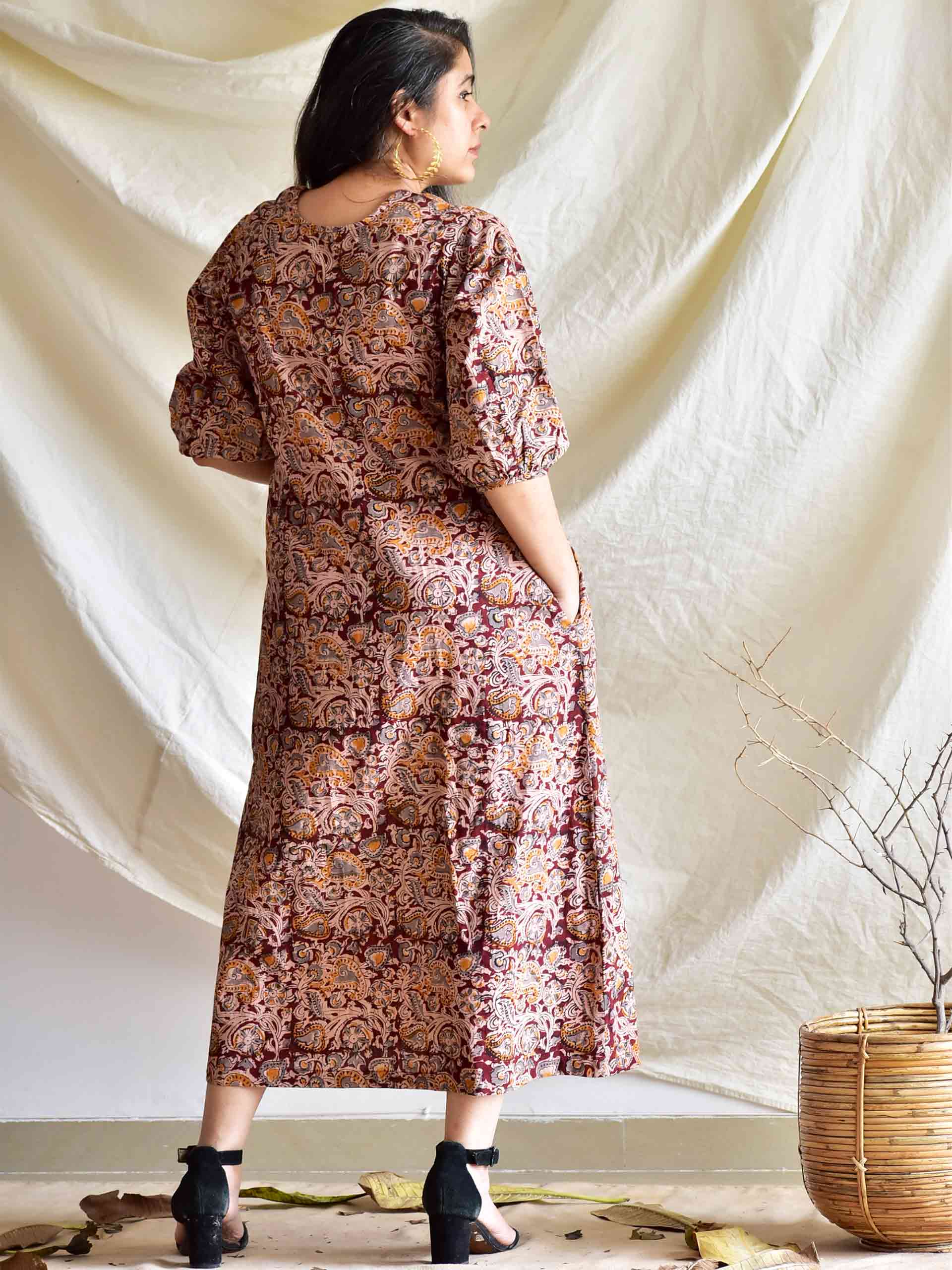 Persian - button down printed cotton dress