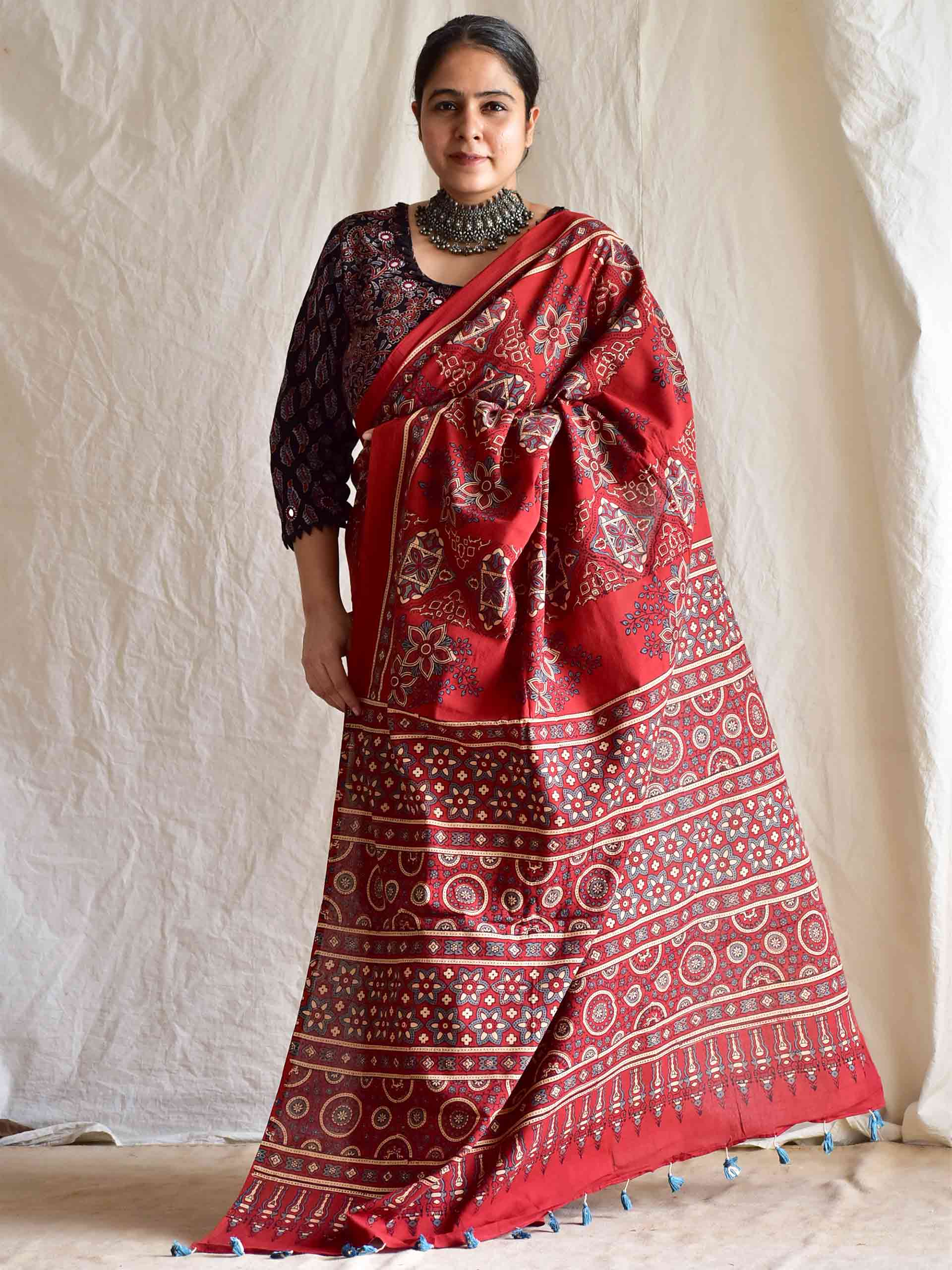 Kusum - Ajrakh mul cotton saree