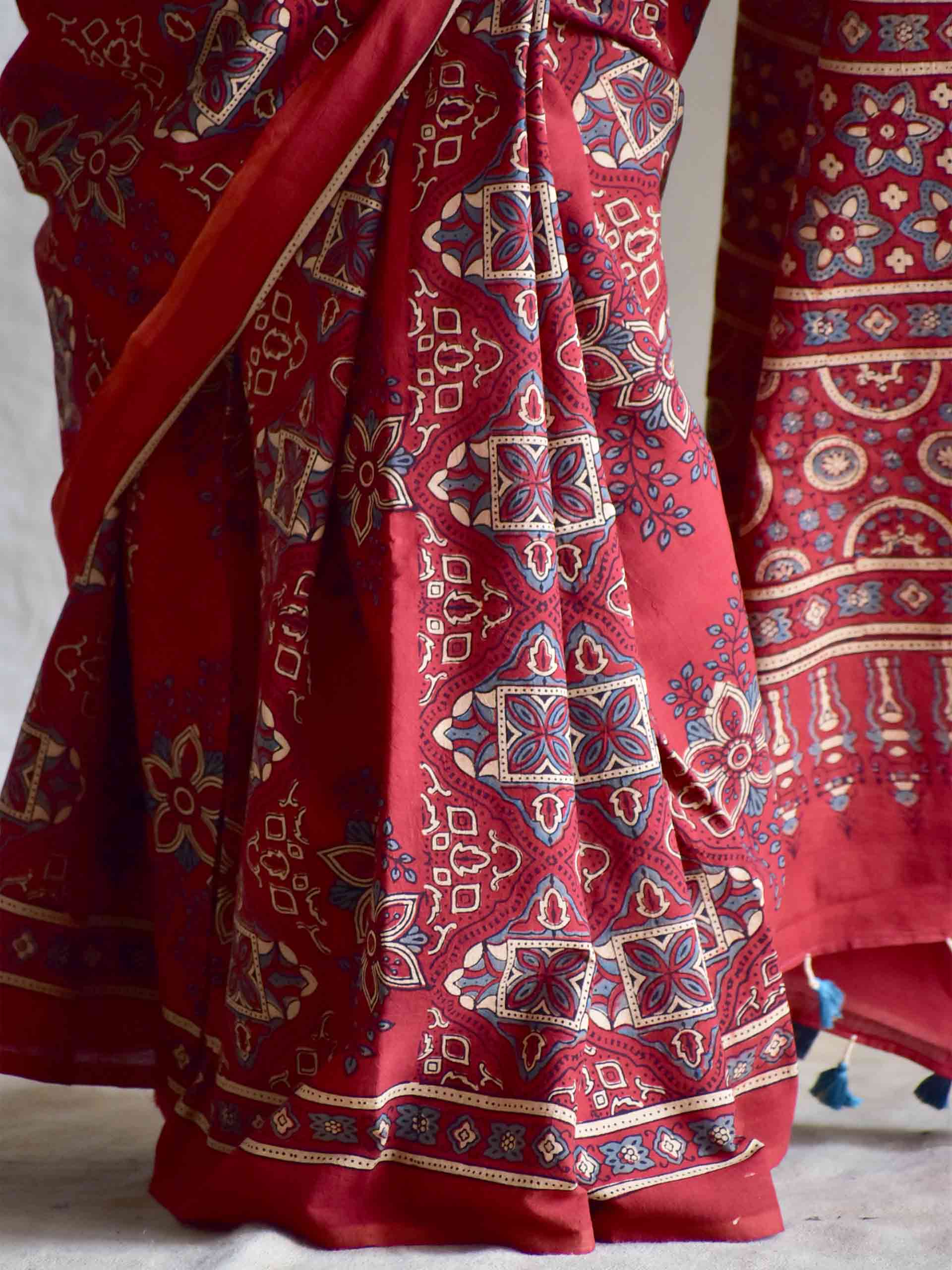 Kusum - Ajrakh mul cotton saree