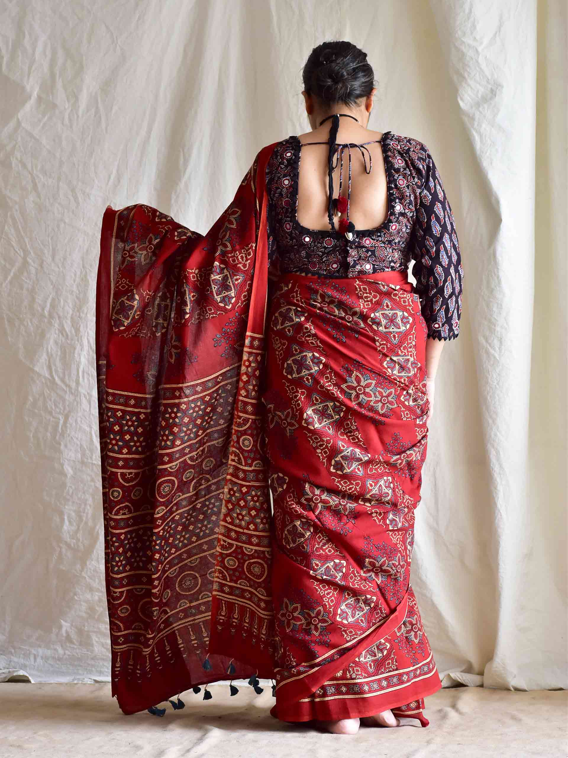 Kusum - Ajrakh mul cotton saree