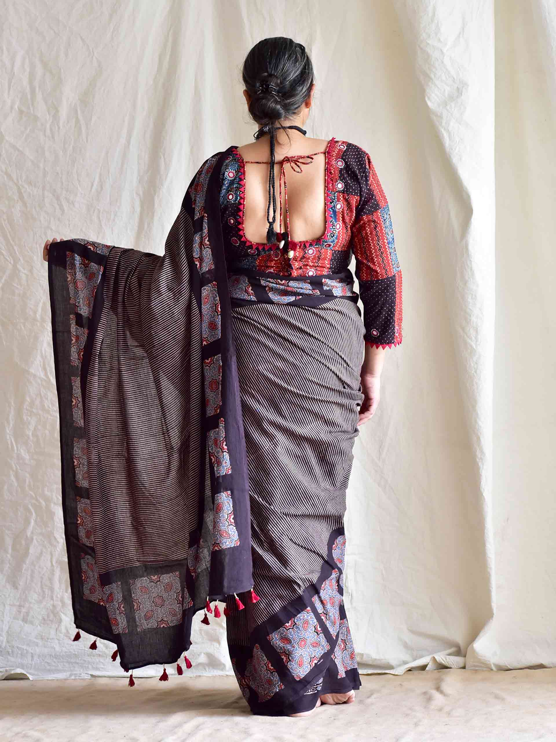 Meenal - Ajrakh mul cotton saree