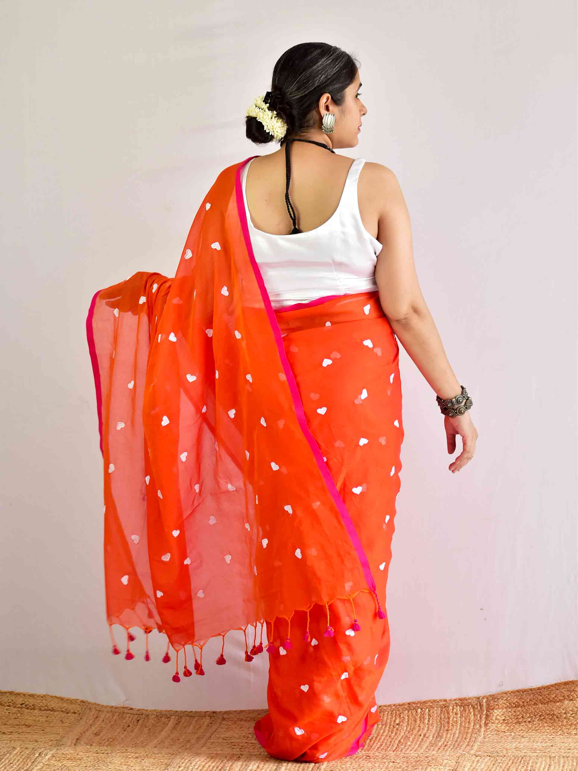 Milind - Mul cotton embroidered saree