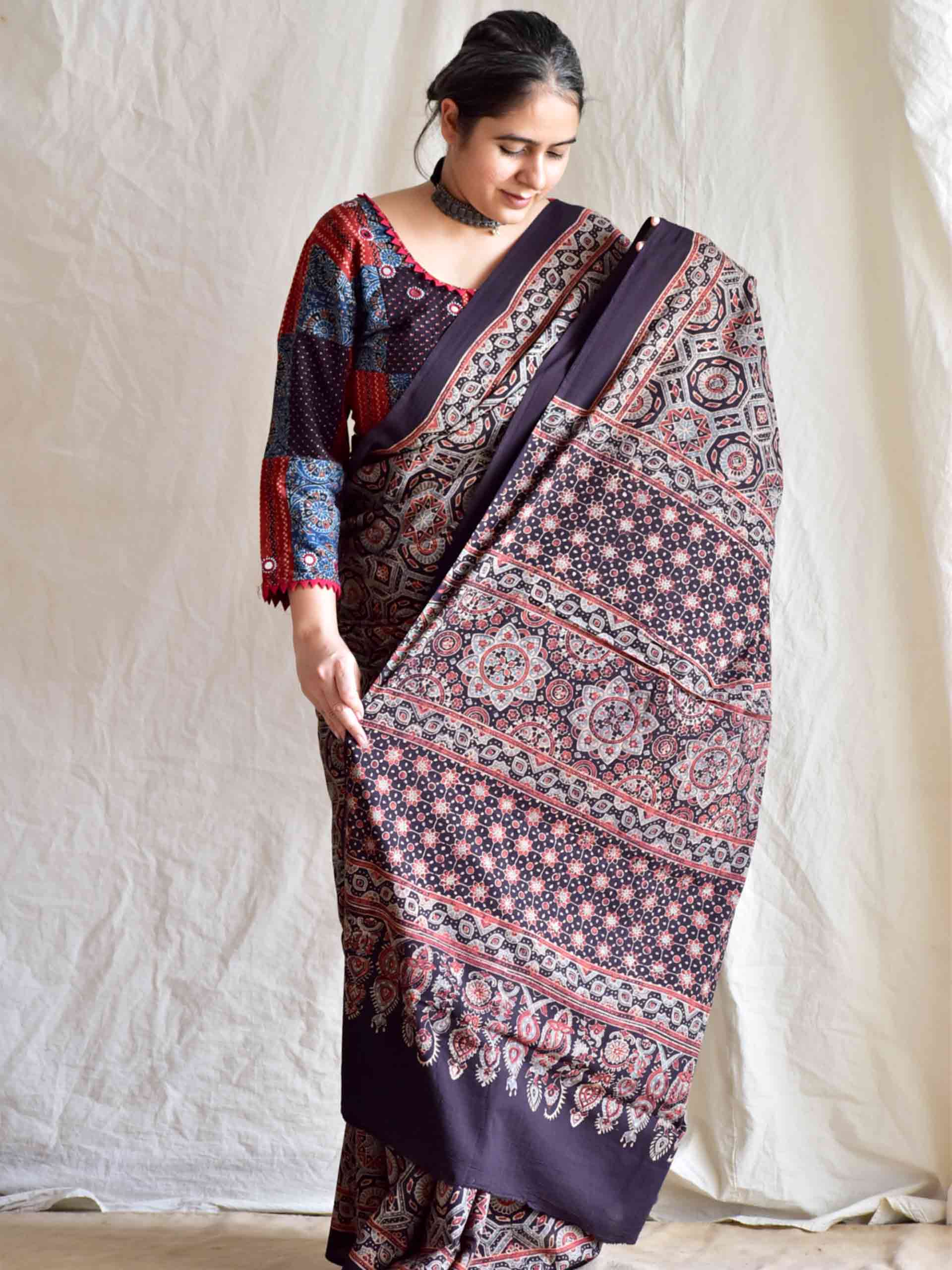 Ranjish - Ajrakh cotton silk saree