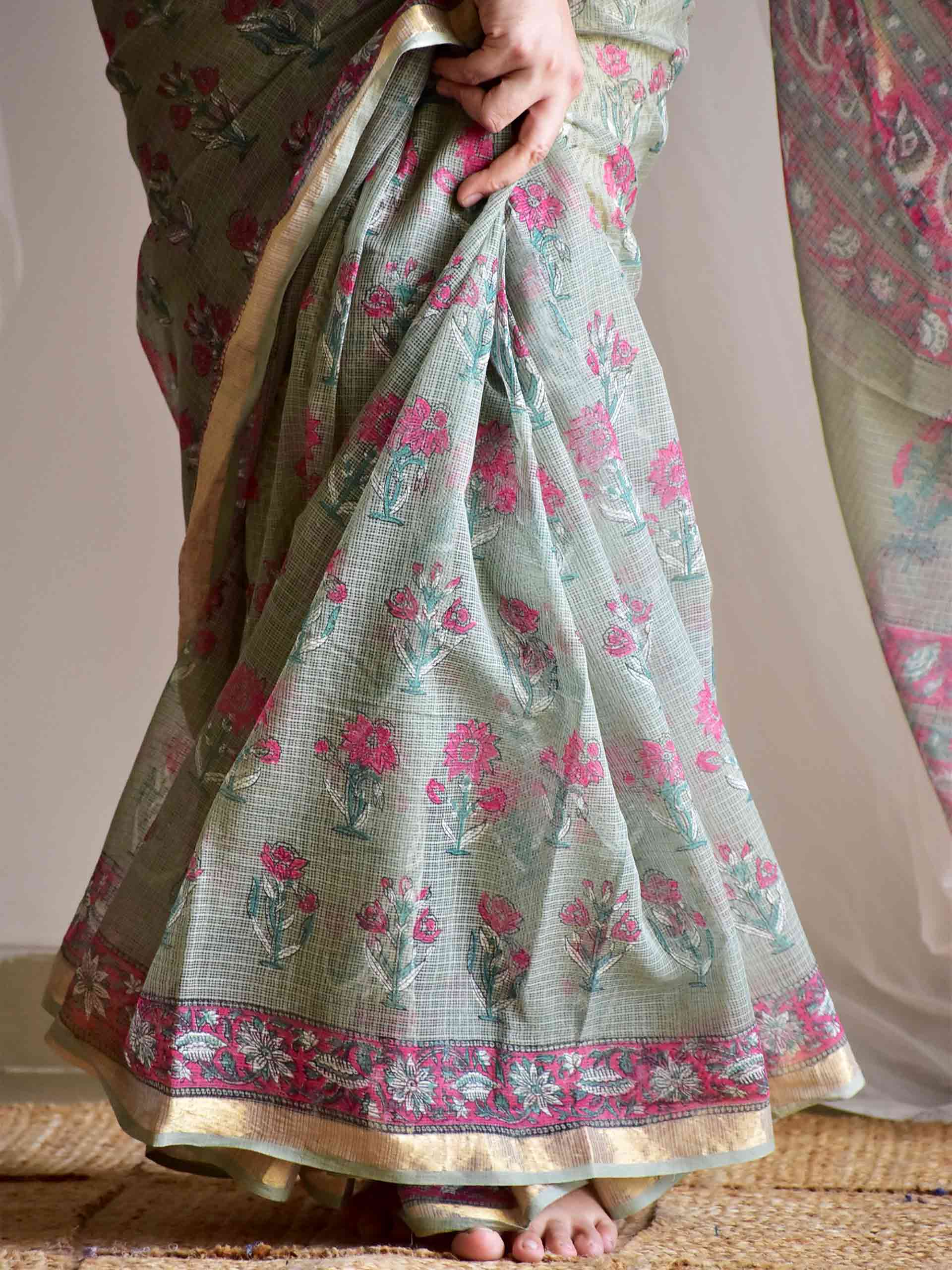 Ash Garden - Dabu kota Doria saree