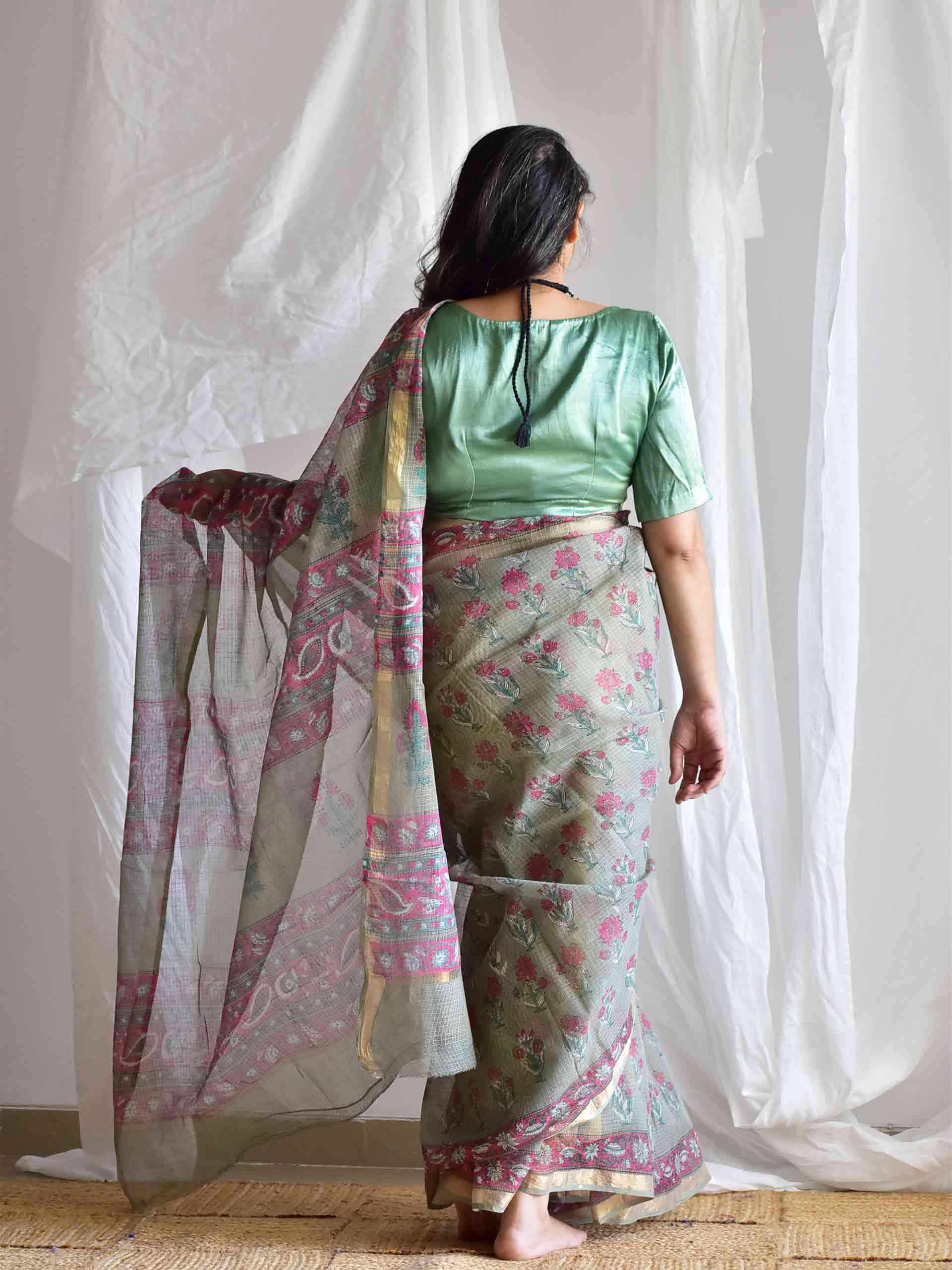 Ash Garden - Dabu kota Doria saree