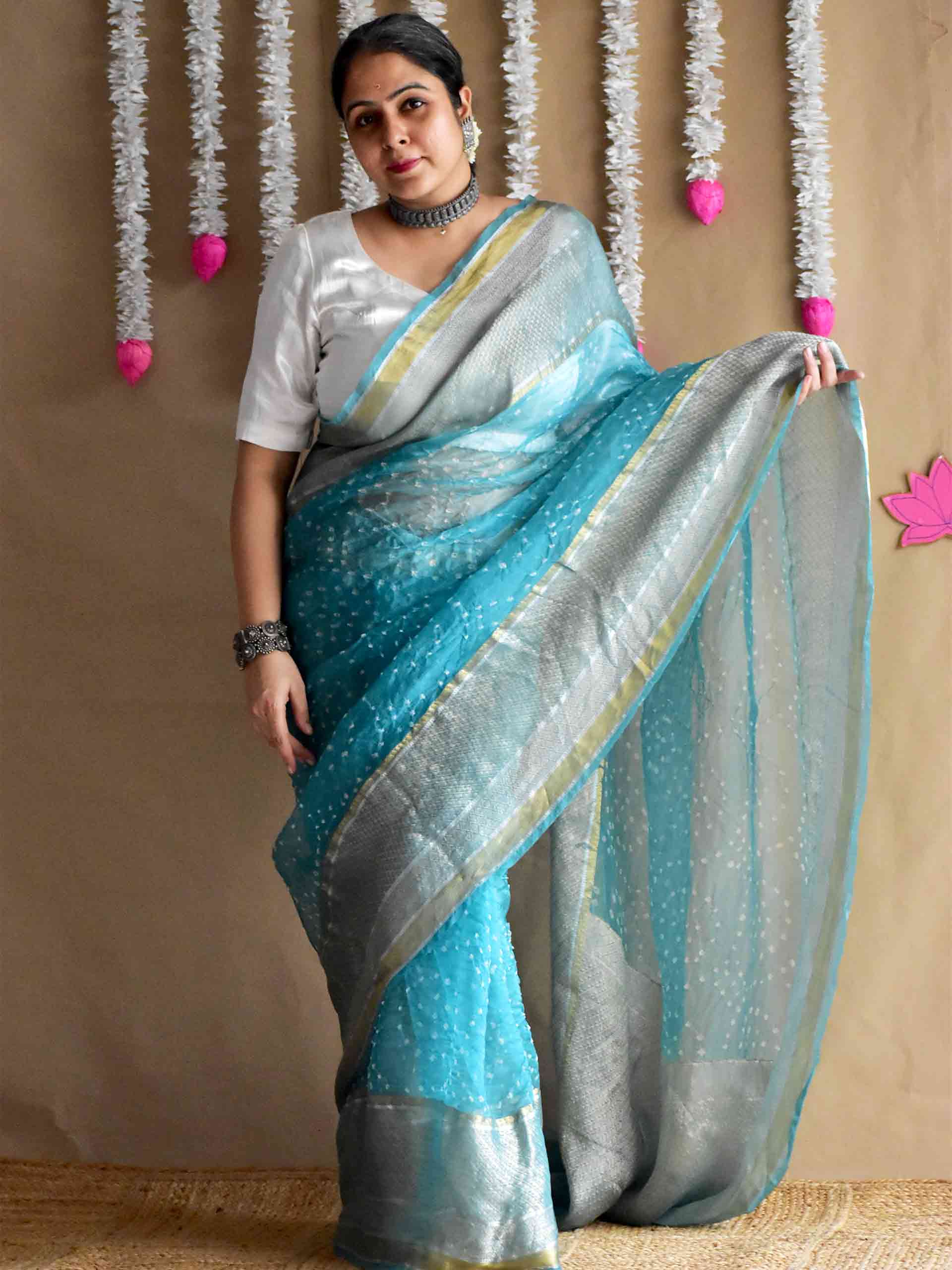 Mridang - Bandhani Banarasi Organza silk saree