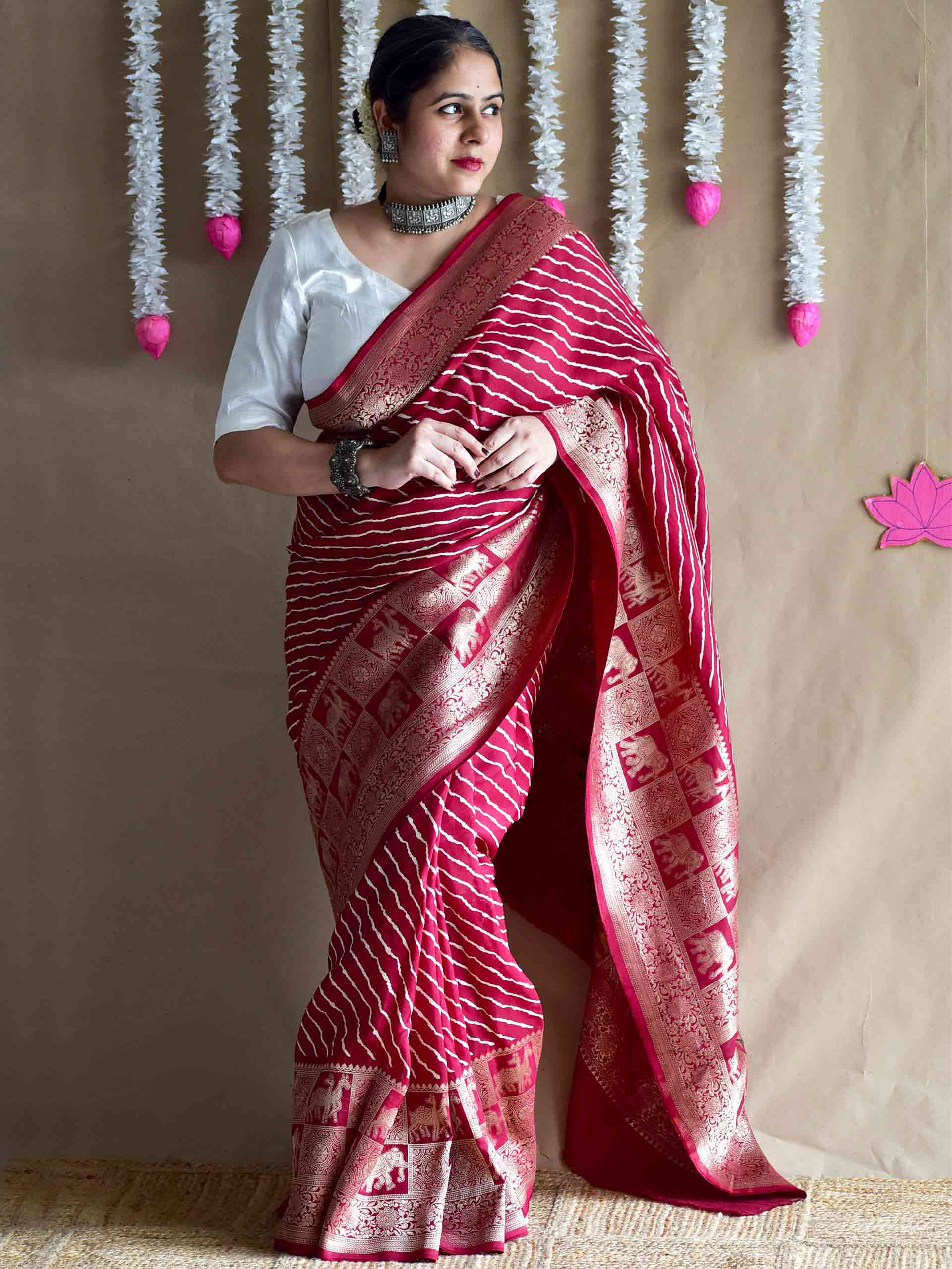 Nadaan -Leheriya Dola silk zari pallu saree