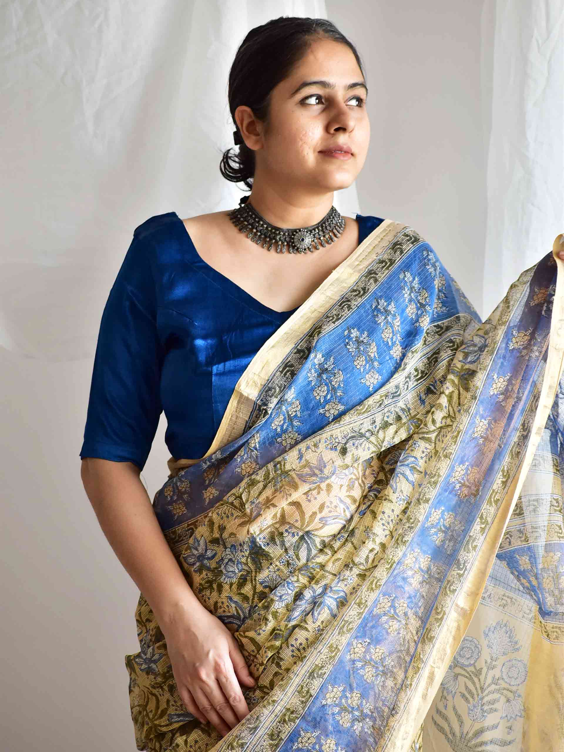 Lush Peach  - Dabu kota Doria saree