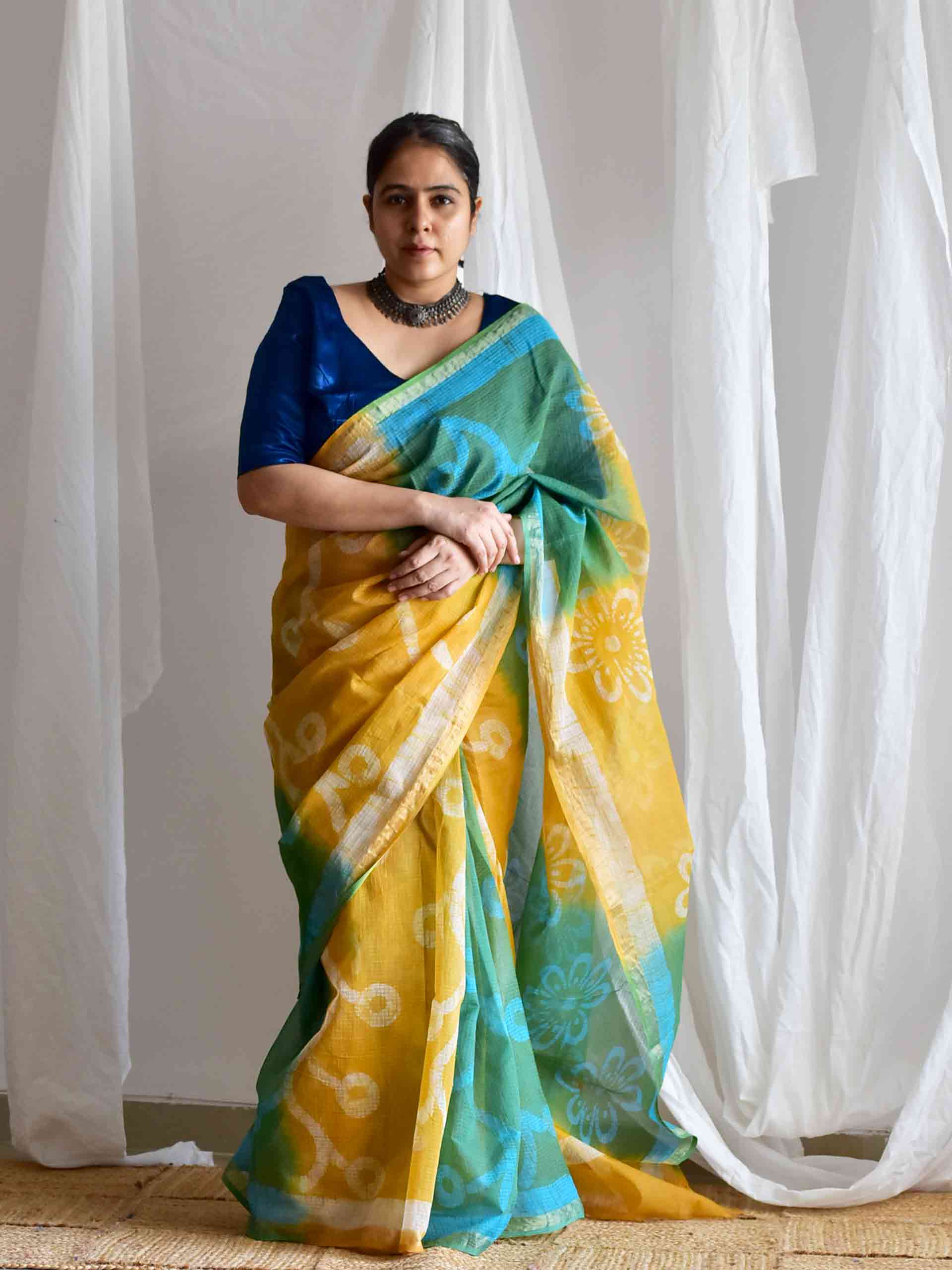 Sunehari - Dabu kota Doria saree