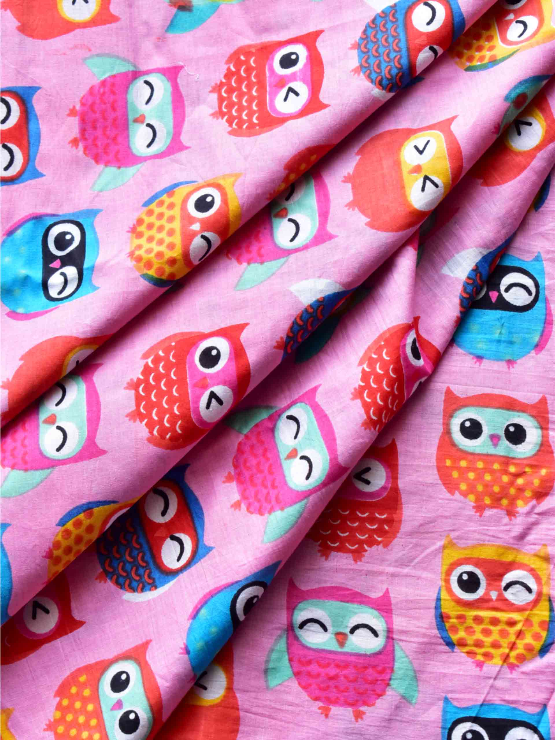 Owls - Printed cotton fabric 250 per meter