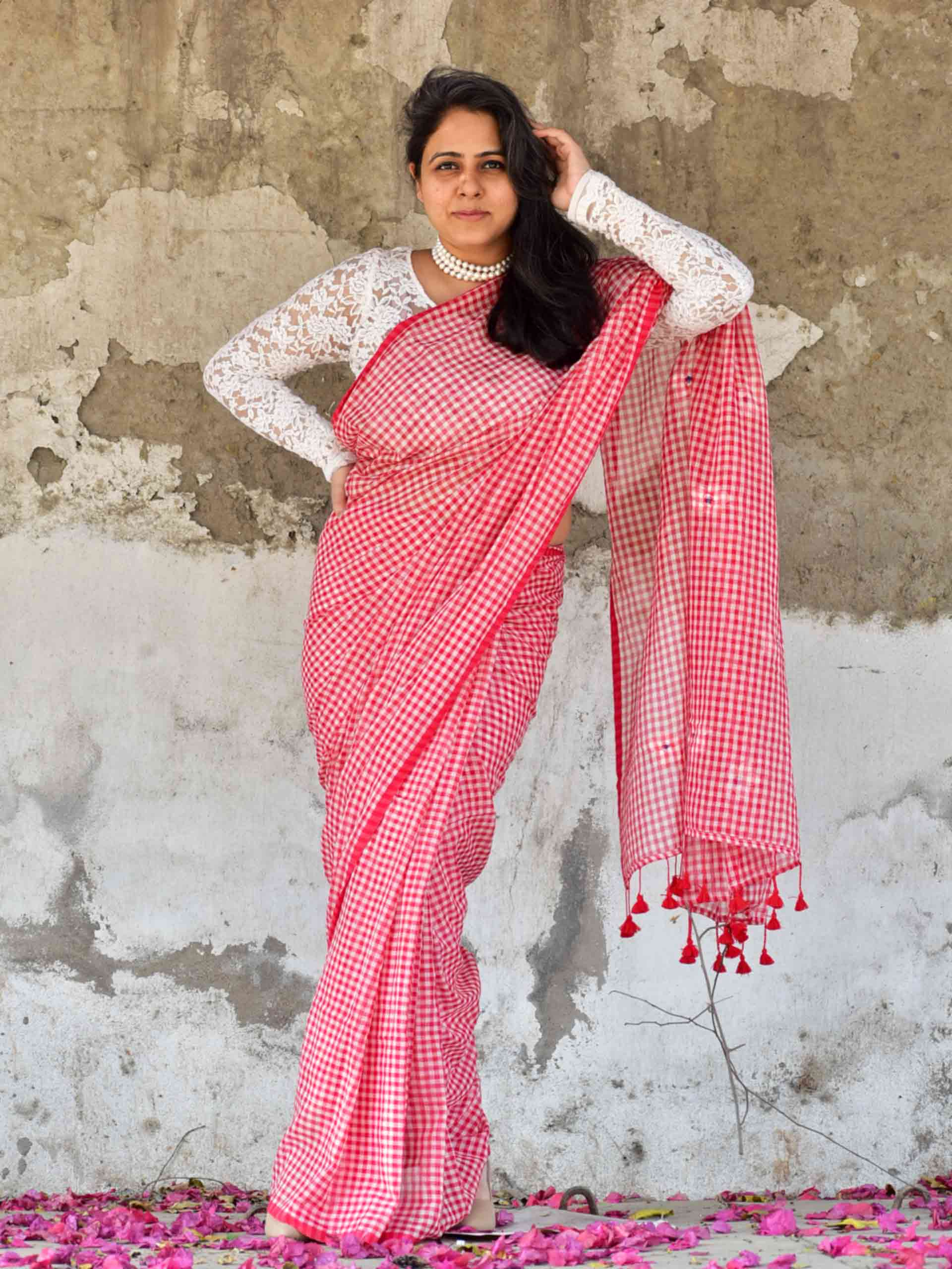 Glamour Gamcha Mul cotton saree