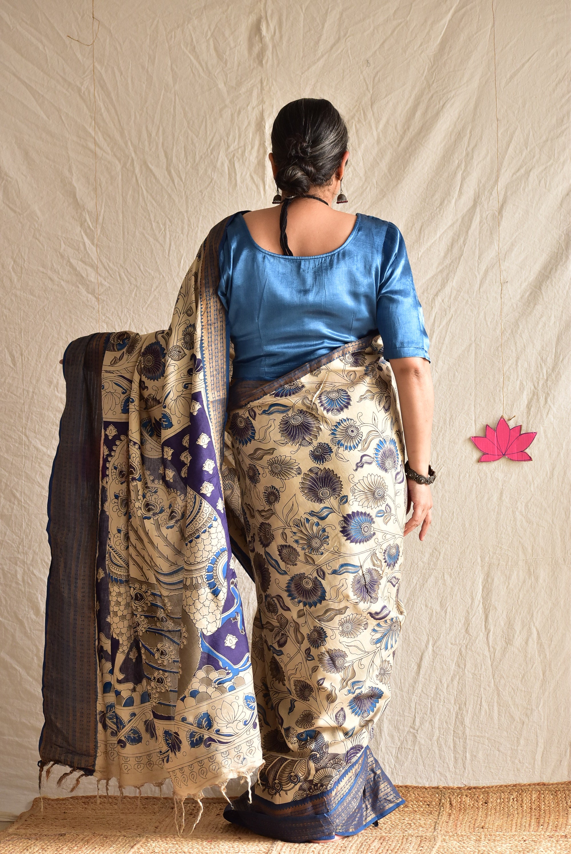 Morni - kalamkari printed Bangalore Silk zari saree