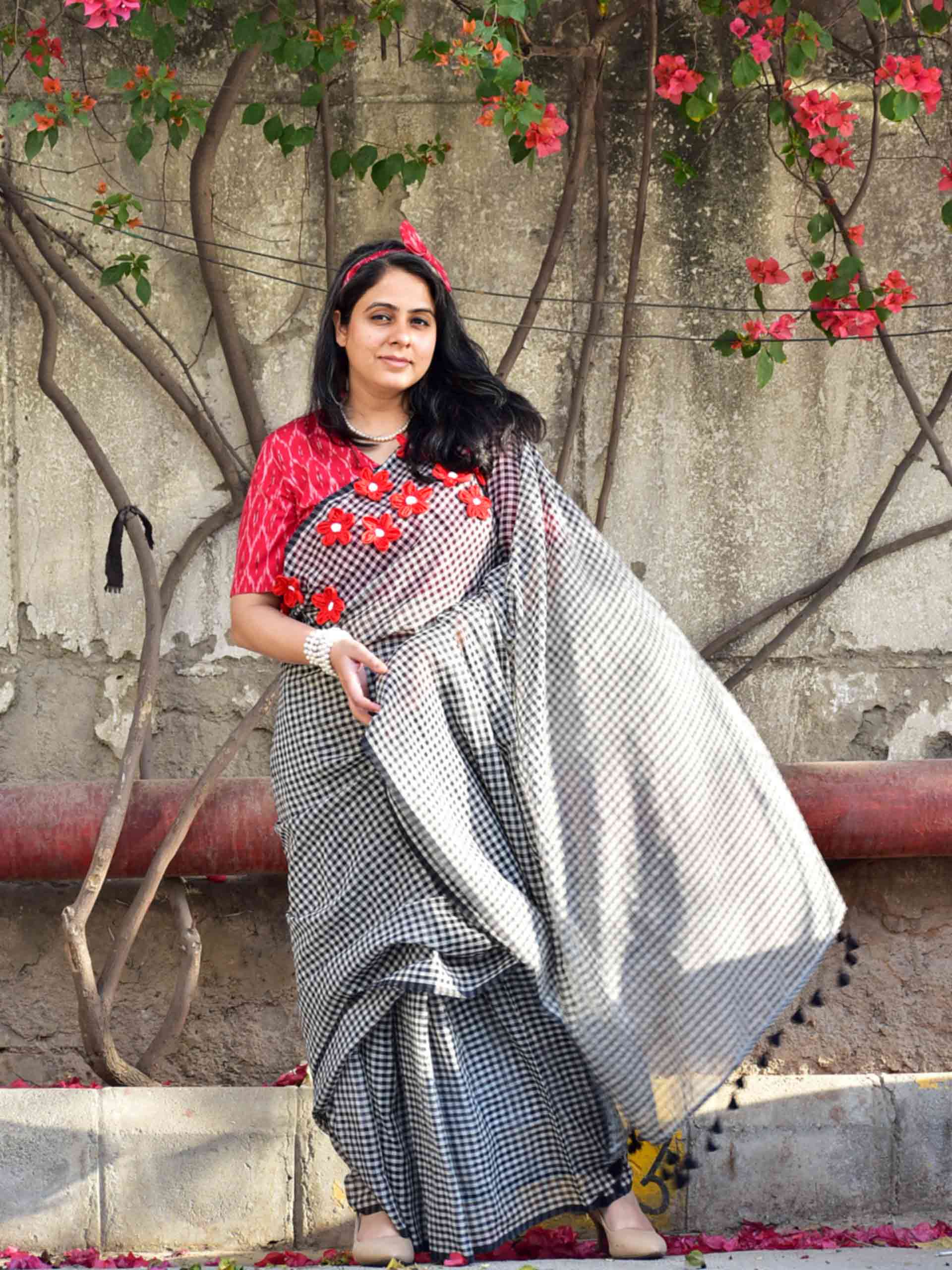 Boho Gamcha Mul cotton saree