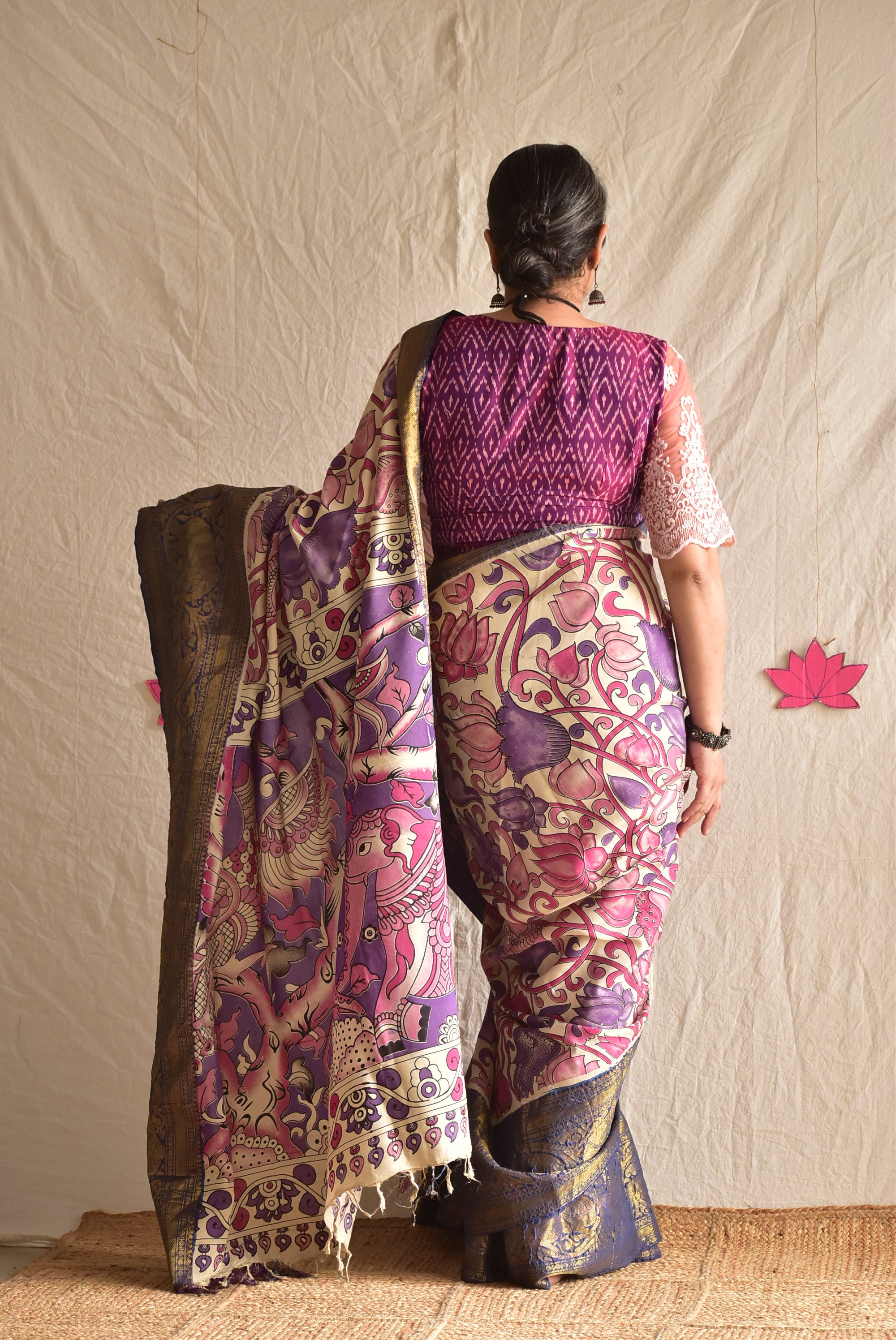 Malang duniya - kalamkari printed Bangalore Silk zari saree