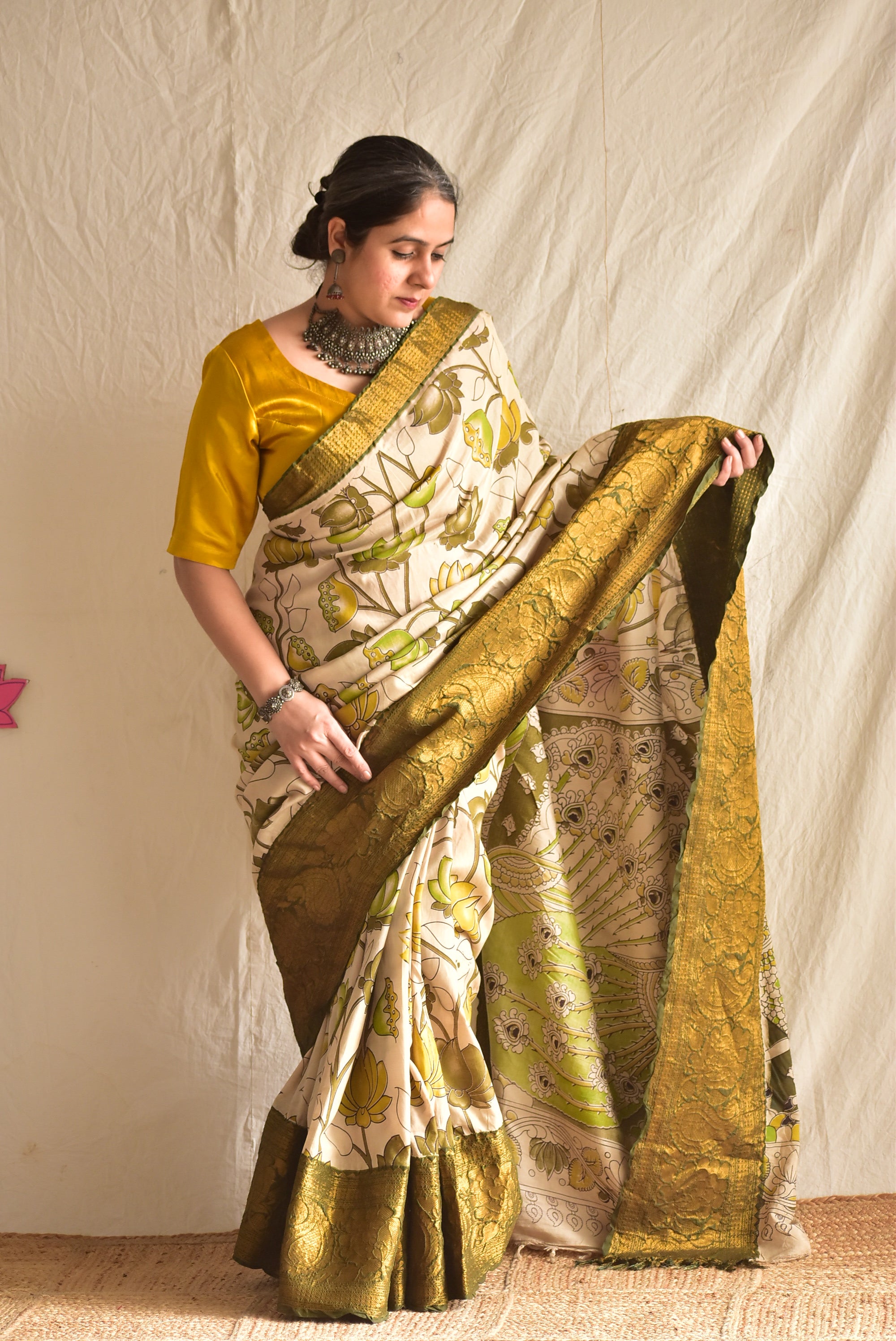 Shanaya - kalamkari printed Bangalore Silk zari saree