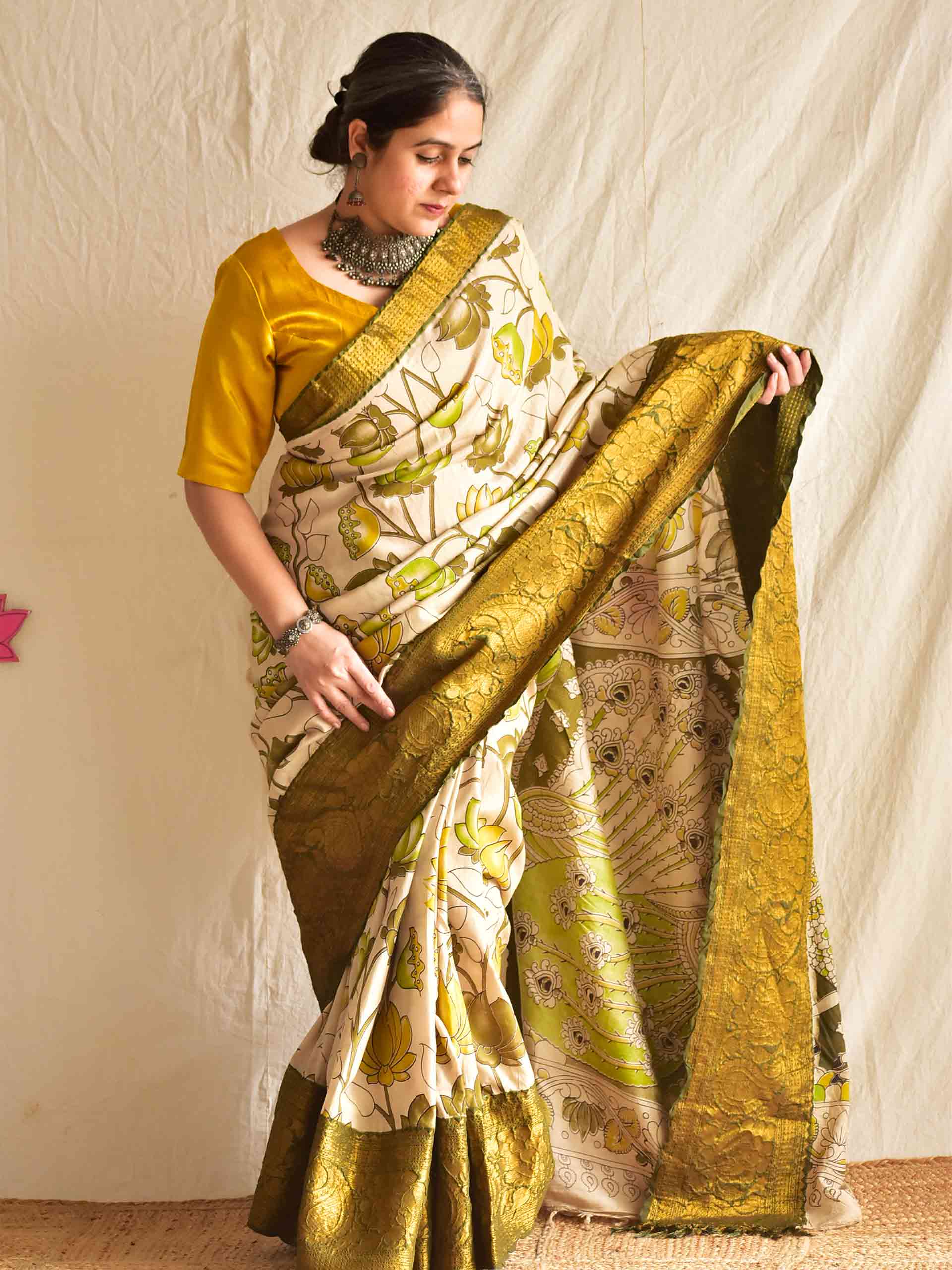 Shanaya - kalamkari printed Bangalore Silk zari saree