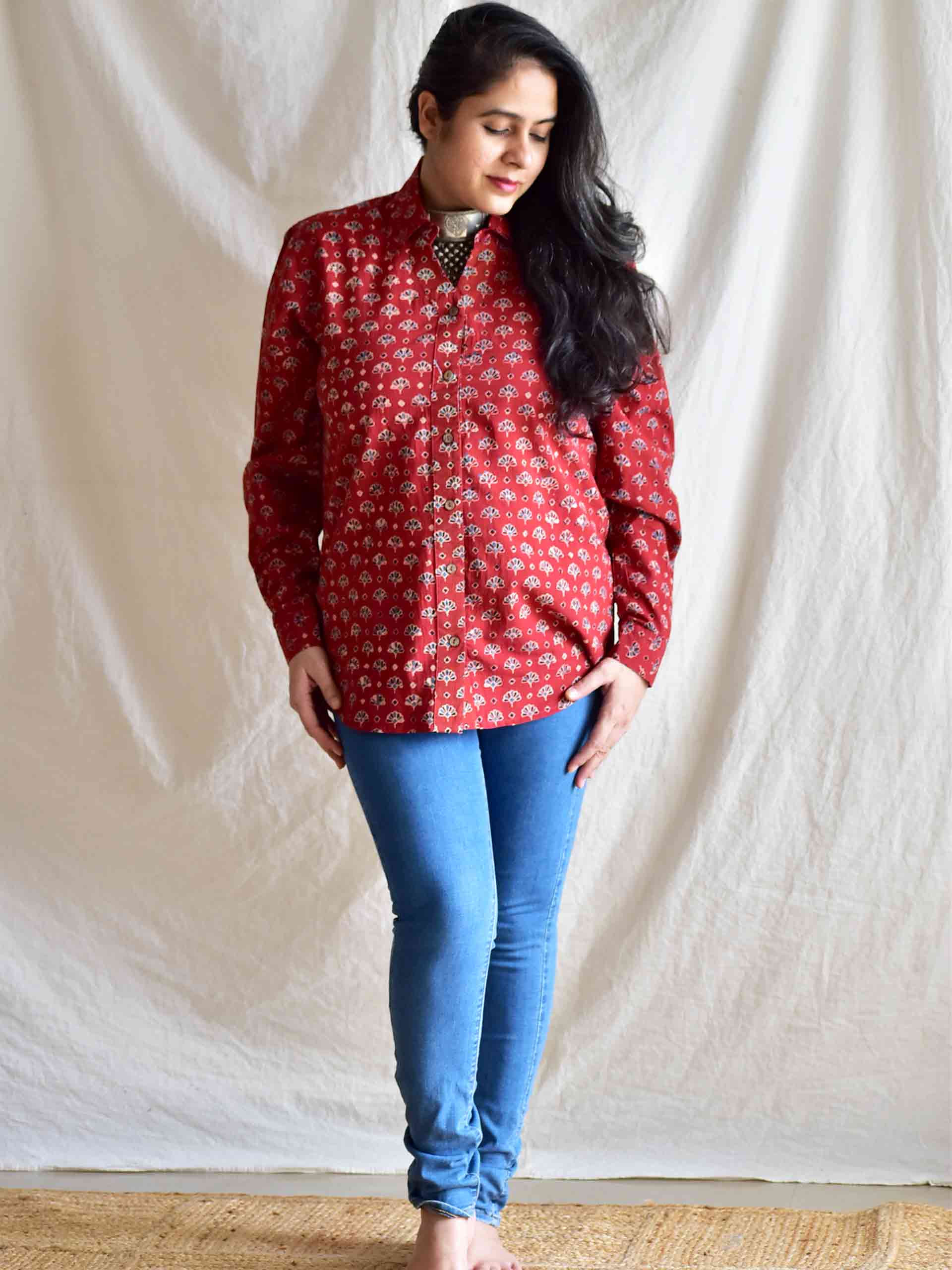 Curio - Ajrakh printed Cotton Shirt