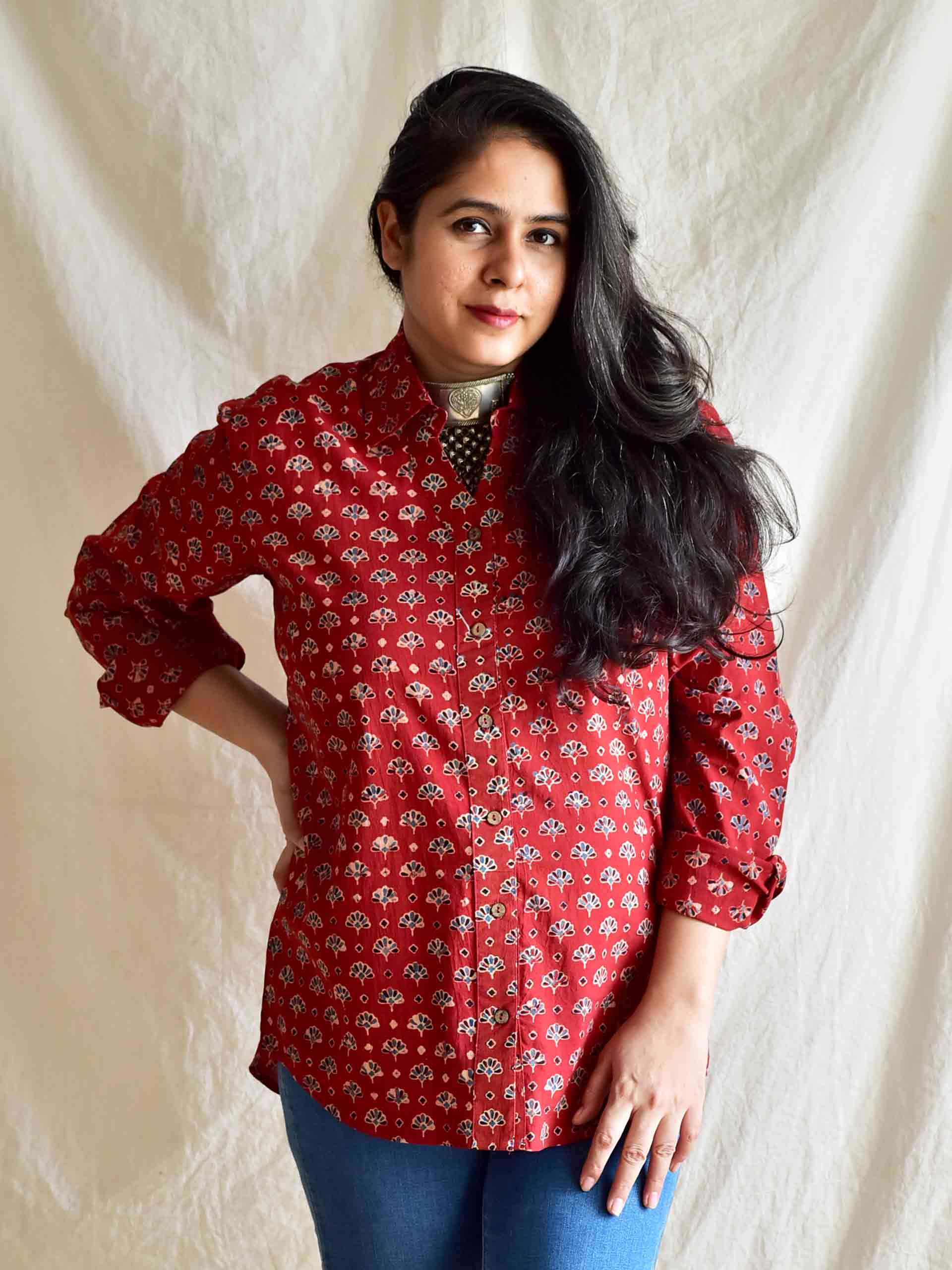 Curio - Ajrakh printed Cotton Shirt