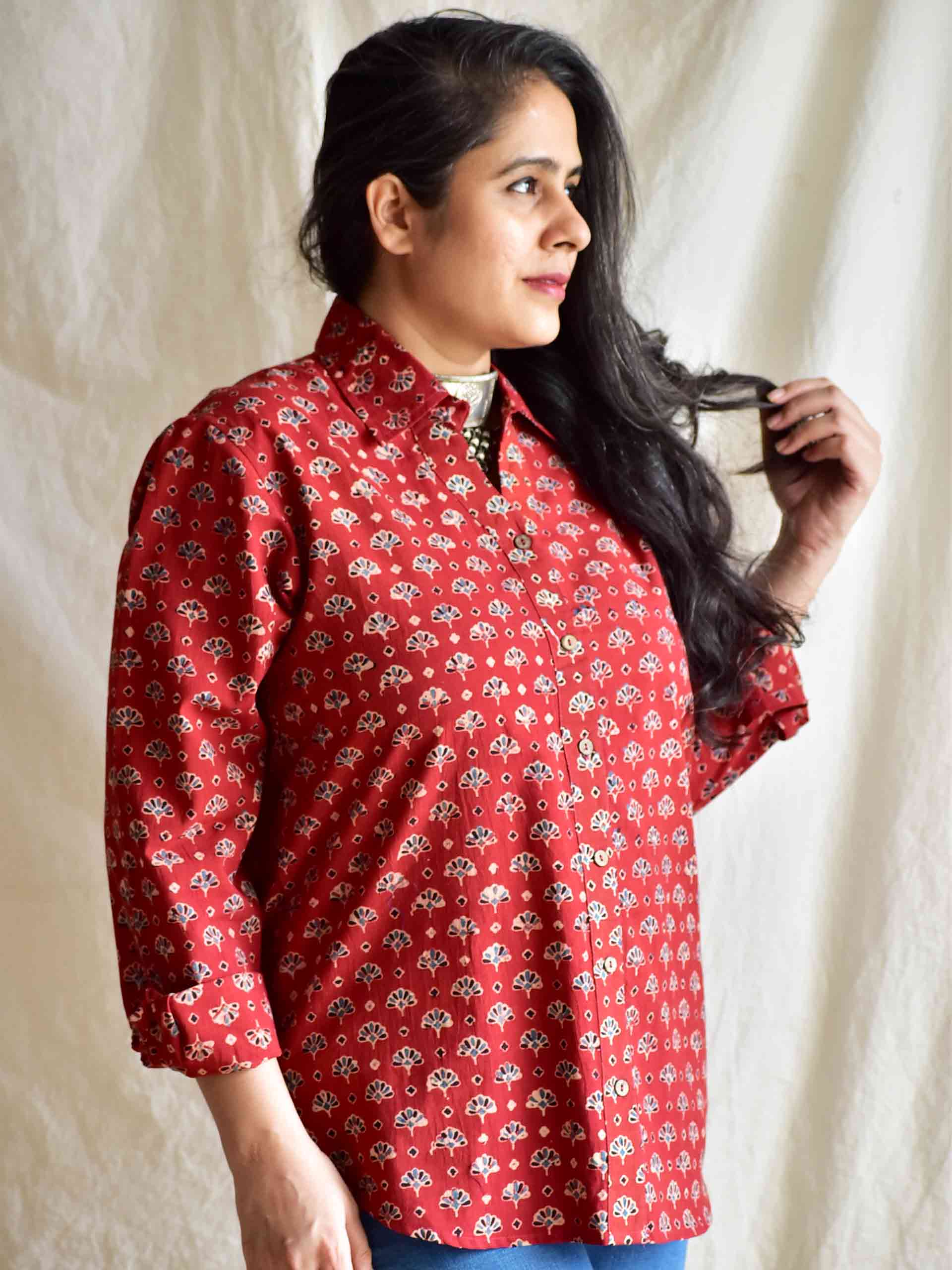 Curio - Ajrakh printed Cotton Shirt