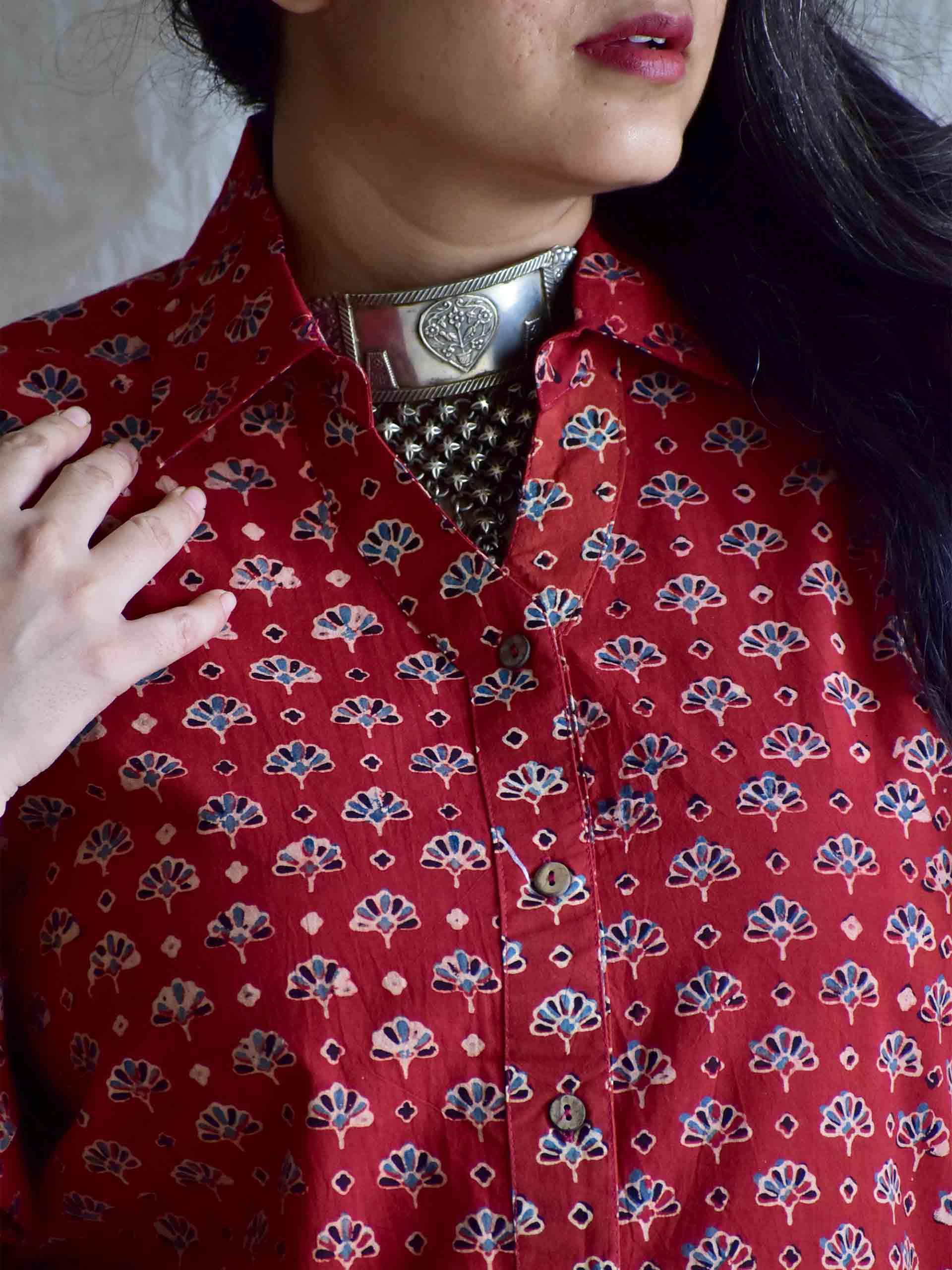 Curio - Ajrakh printed Cotton Shirt