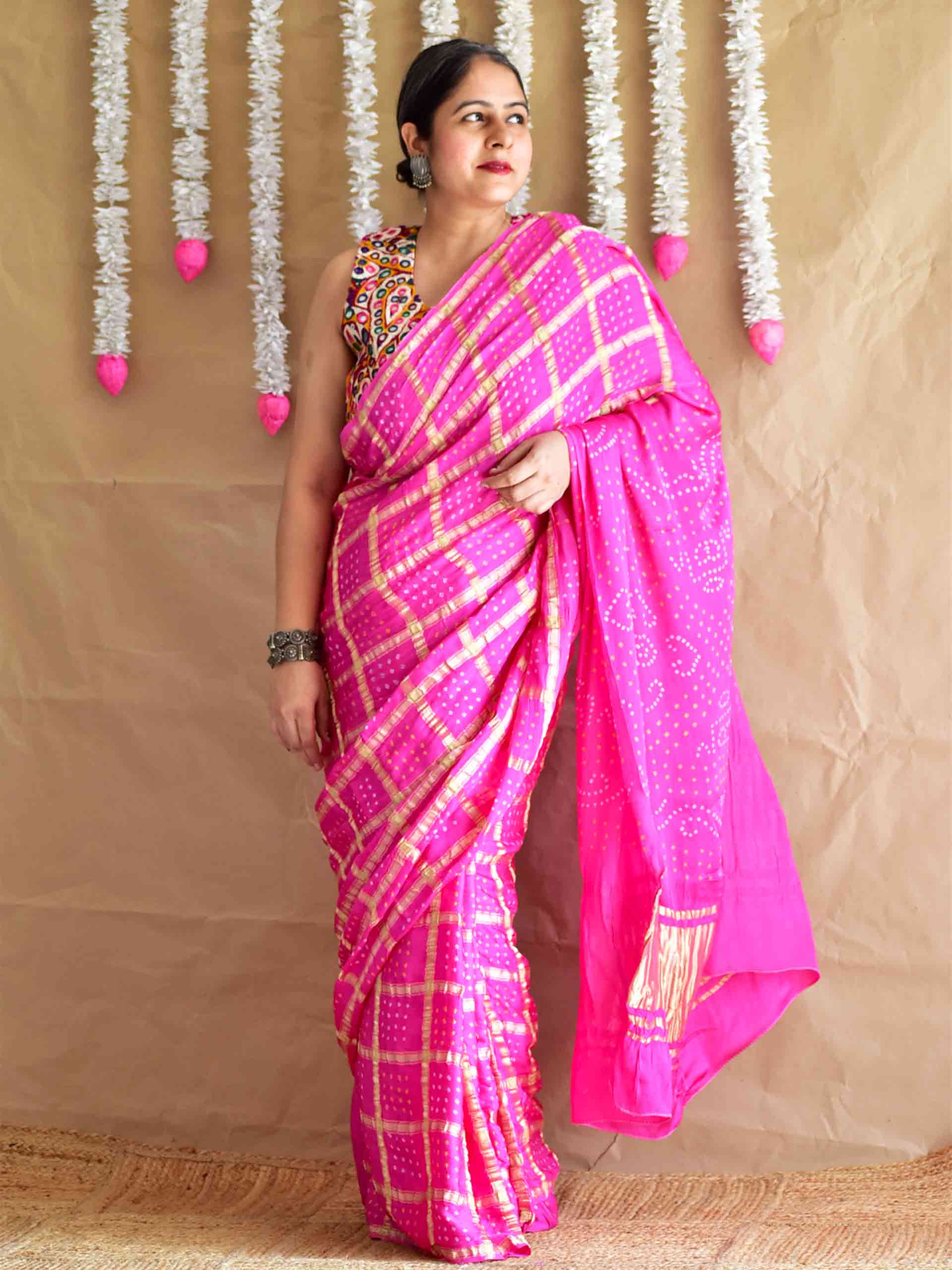 Rani - Gharchola Modal silk saree with zari pallu