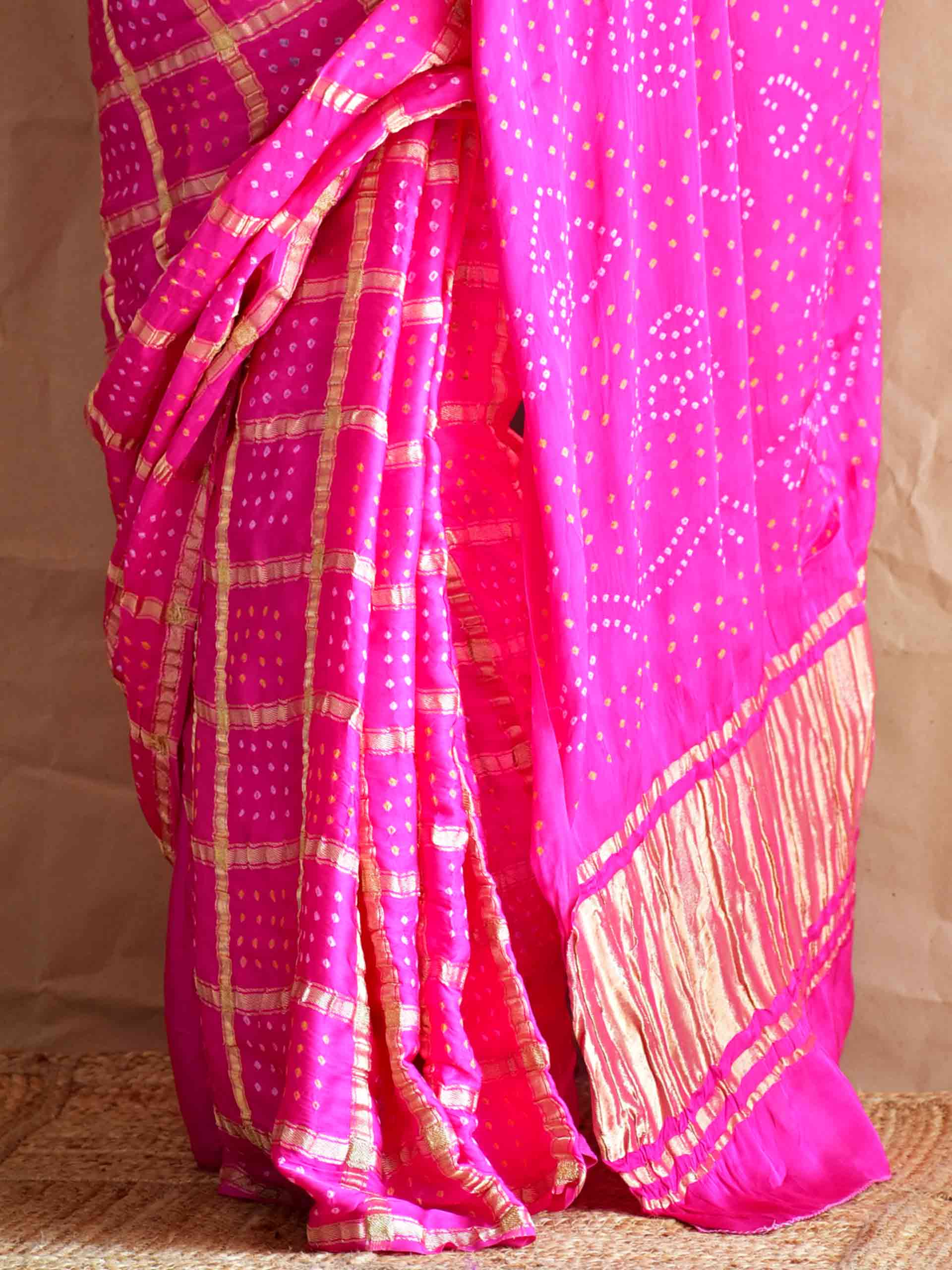 Rani - Gharchola Modal silk saree with zari pallu